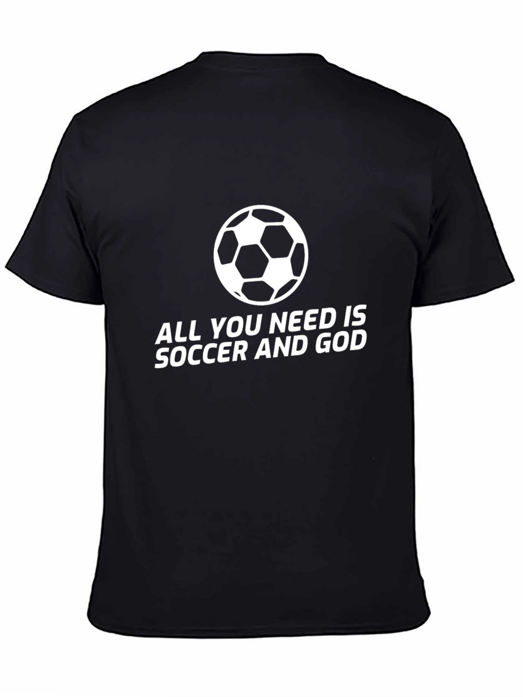 Soccer and God T-Shirt - Black Crew Neck