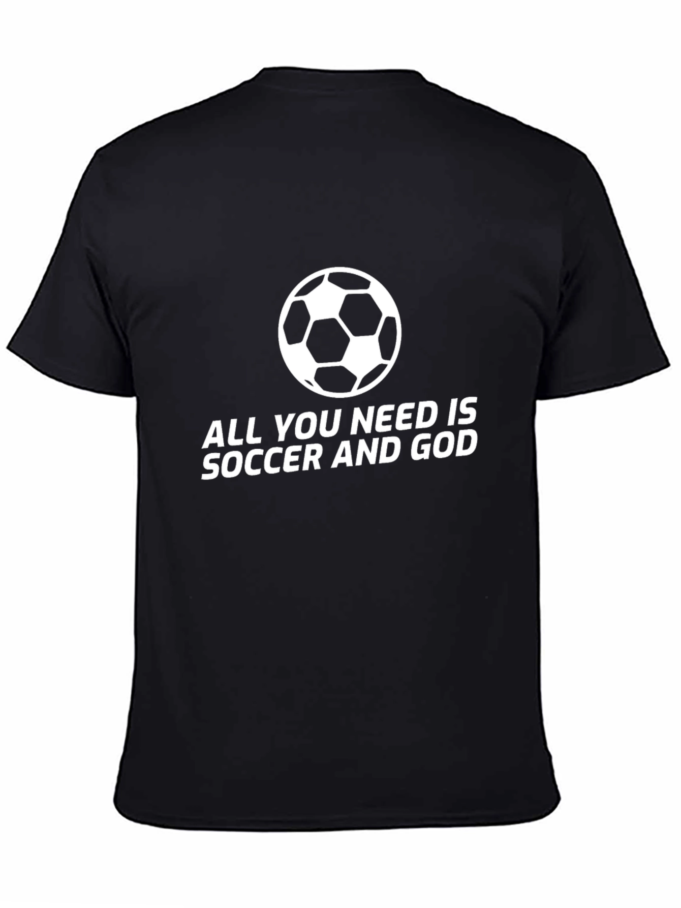 Soccer and God T-Shirt - Black Crew Neck