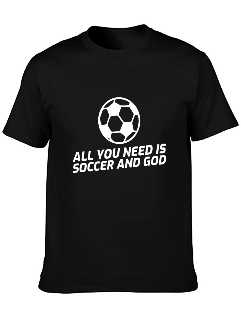 Soccer and God T-Shirt - Black Crew Neck