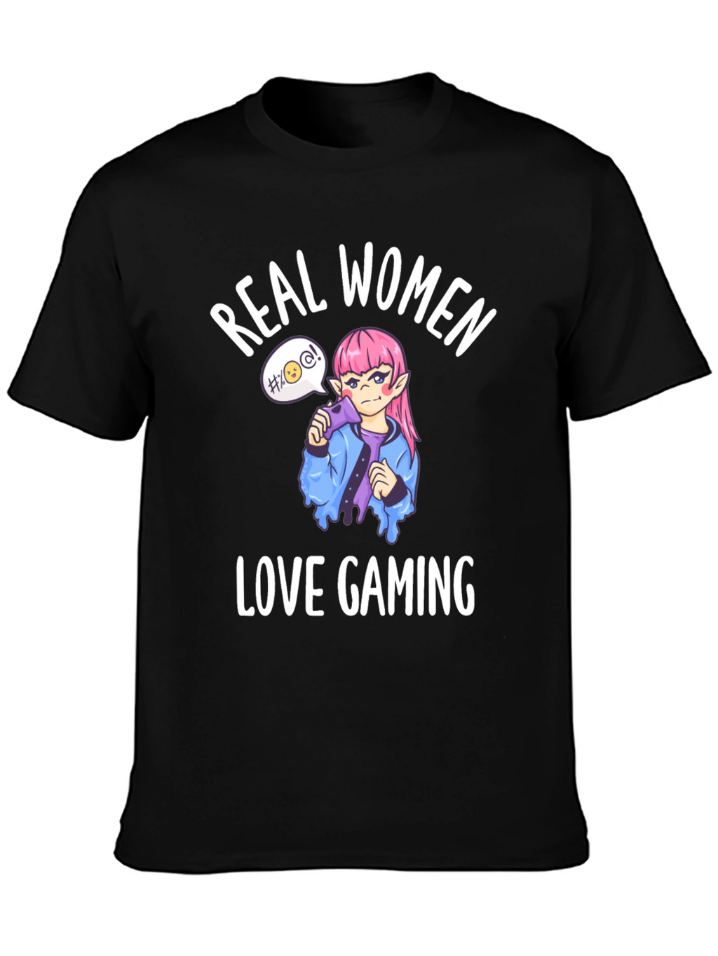 Real Women Love Gaming Black Graphic Tee