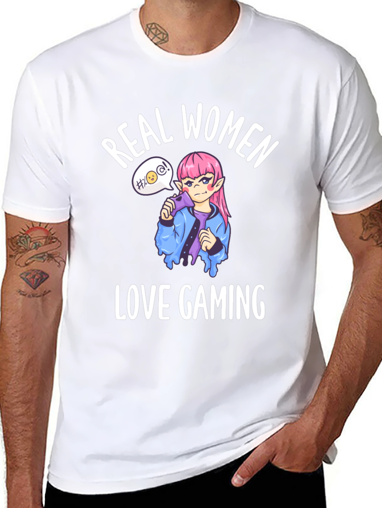 Real Women Love Gaming Black Graphic Tee