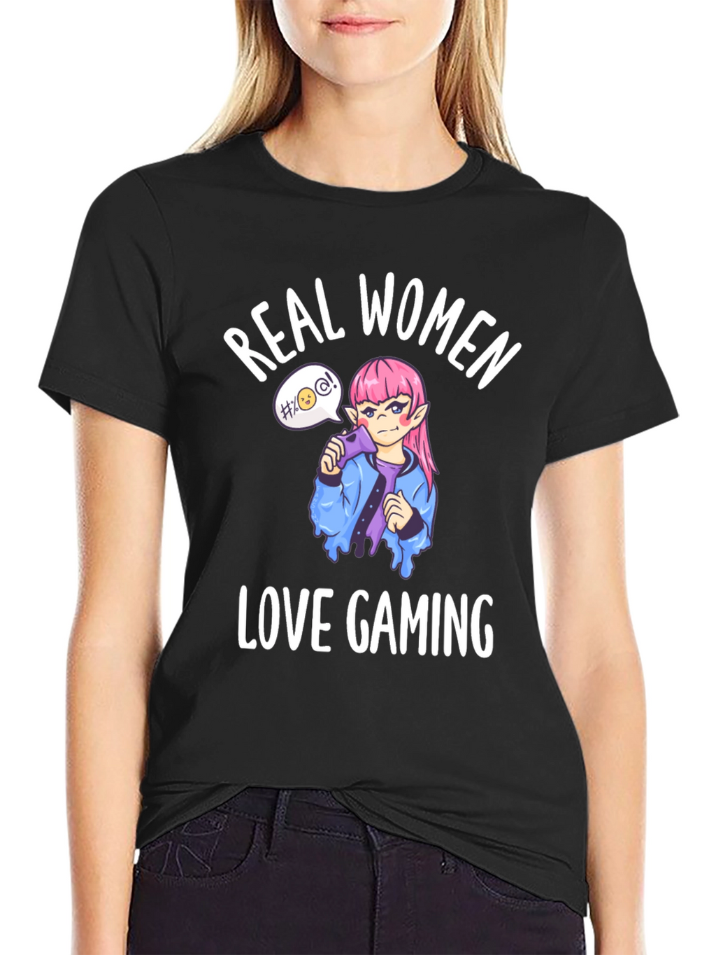 Real Women Love Gaming Black Graphic Tee