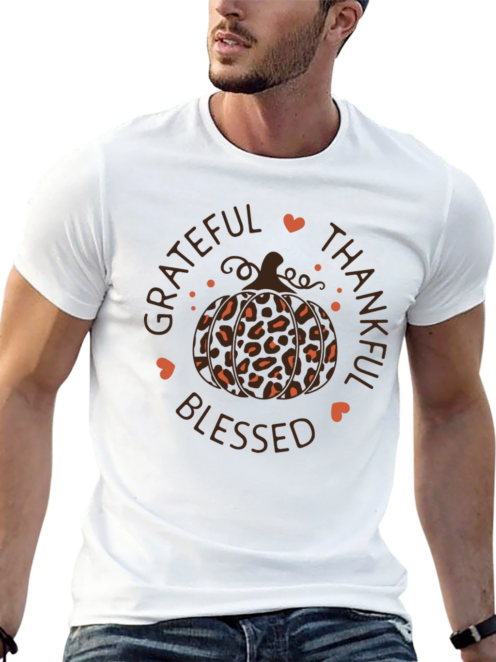 Grateful Thankful Blessed Pumpkin Tee - Fall Apparel