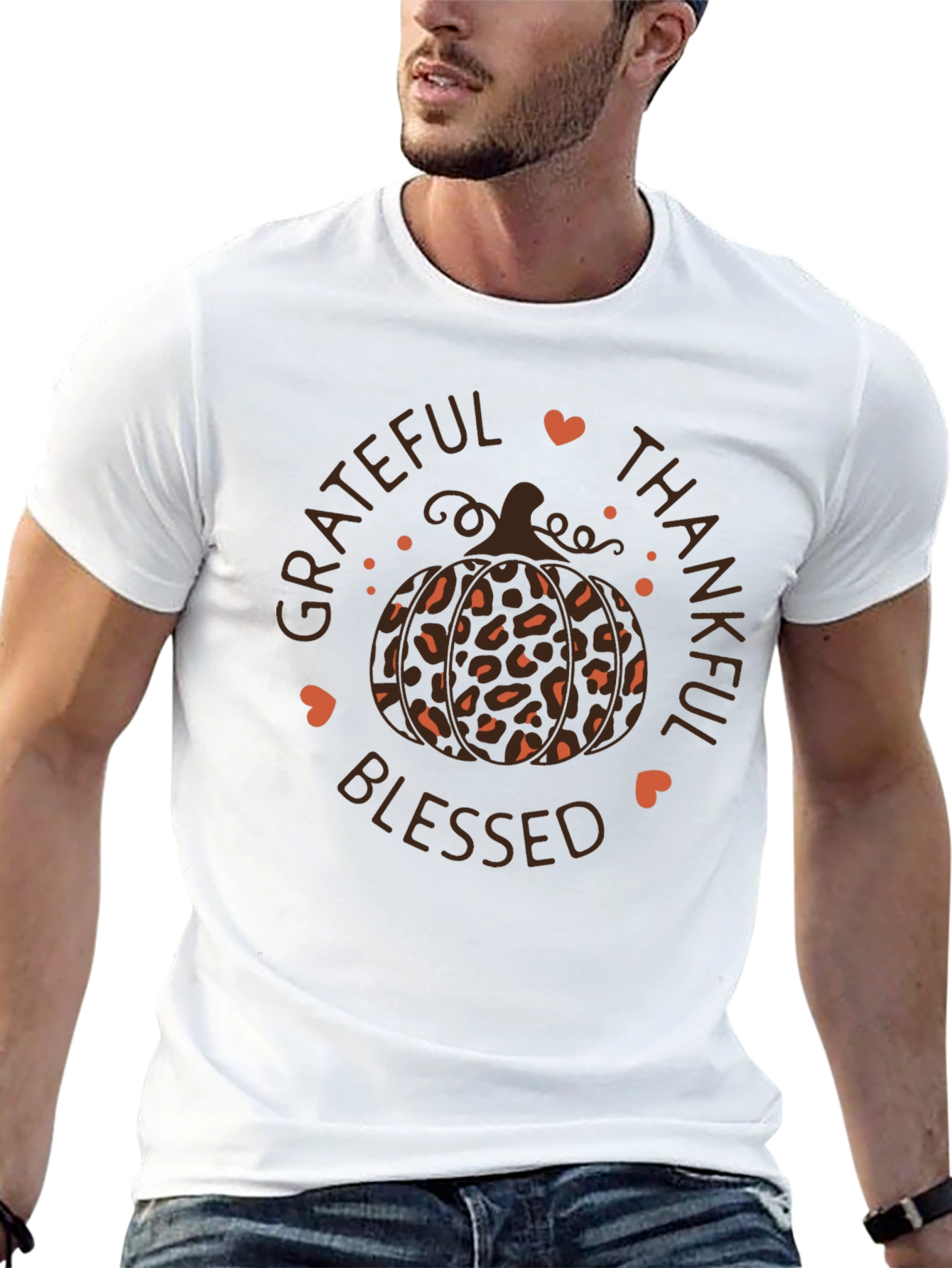 Grateful Thankful Blessed Pumpkin Tee - Fall Apparel
