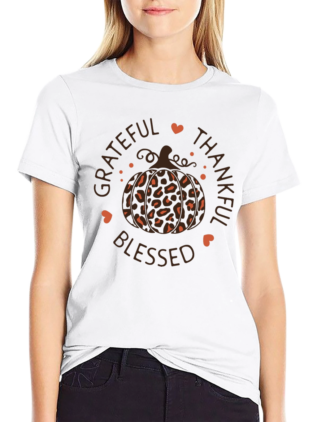 Grateful Thankful Blessed Pumpkin Tee - Fall Apparel