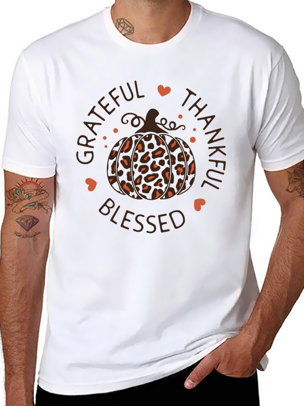 Grateful Thankful Blessed Pumpkin Tee - Fall Apparel