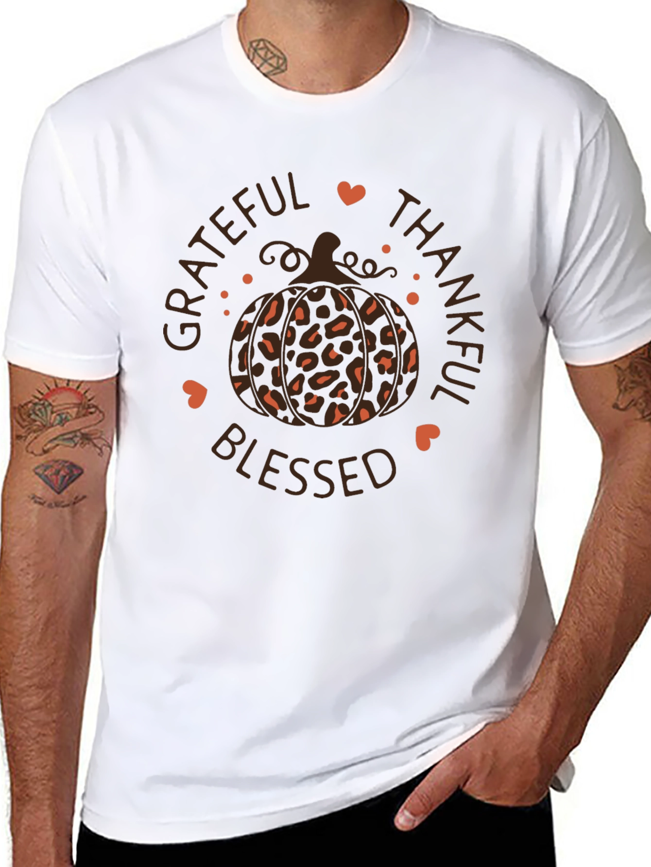 Grateful Thankful Blessed Pumpkin Tee - Fall Apparel