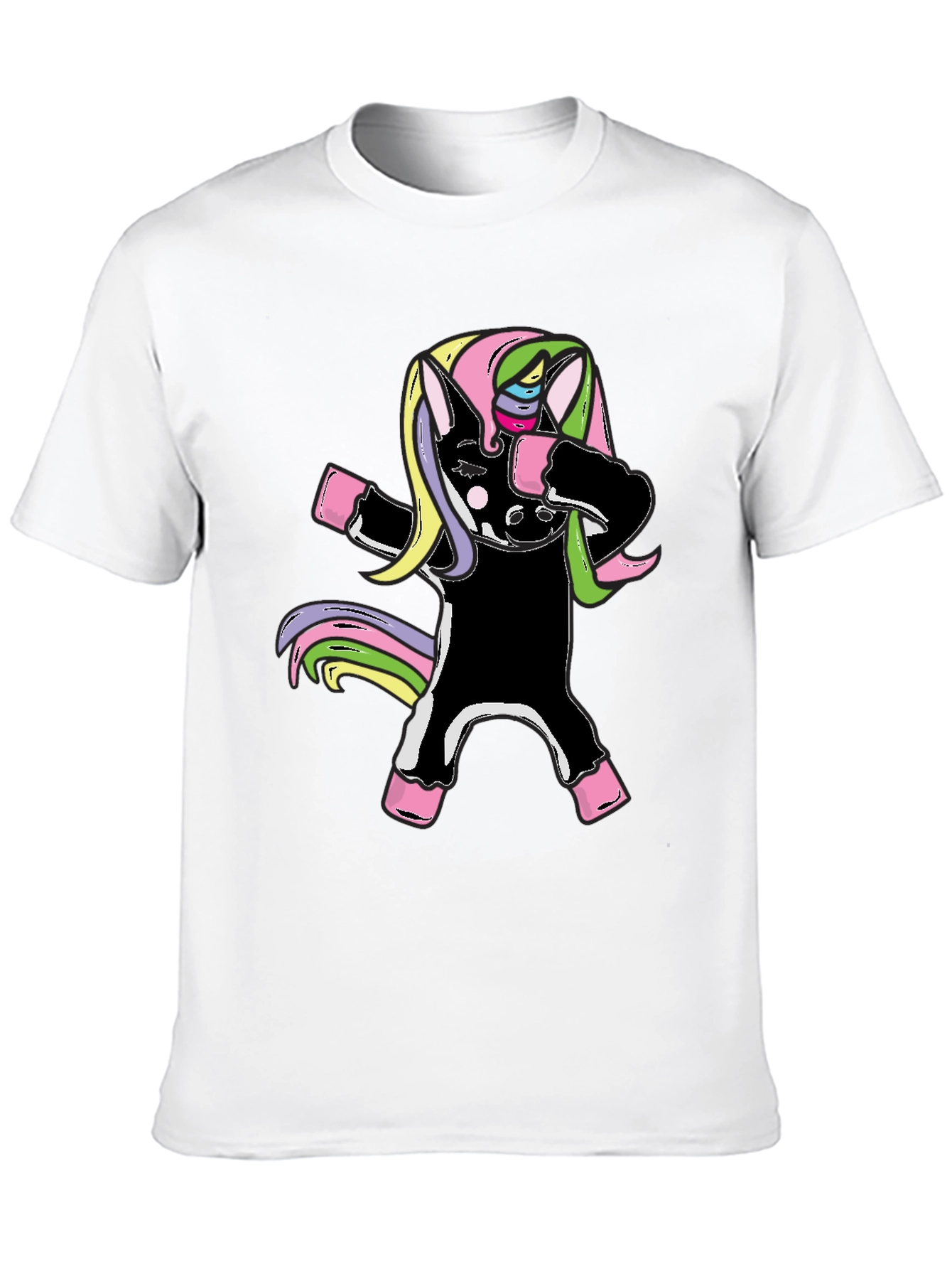 Unicorn Dabbing Graphic Tee - Black Cotton Shirt
