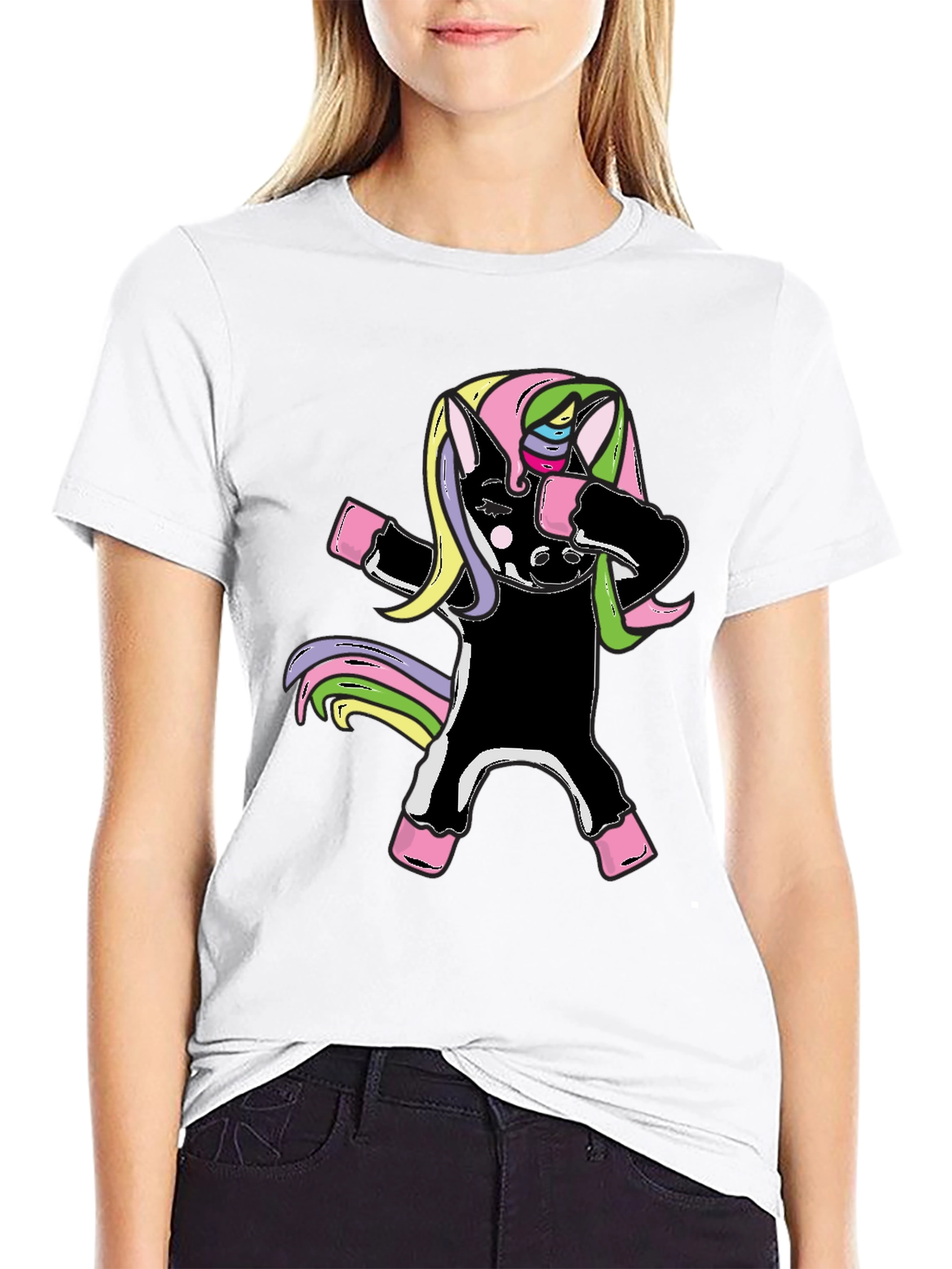 Unicorn Dabbing Graphic Tee - Black Cotton Shirt