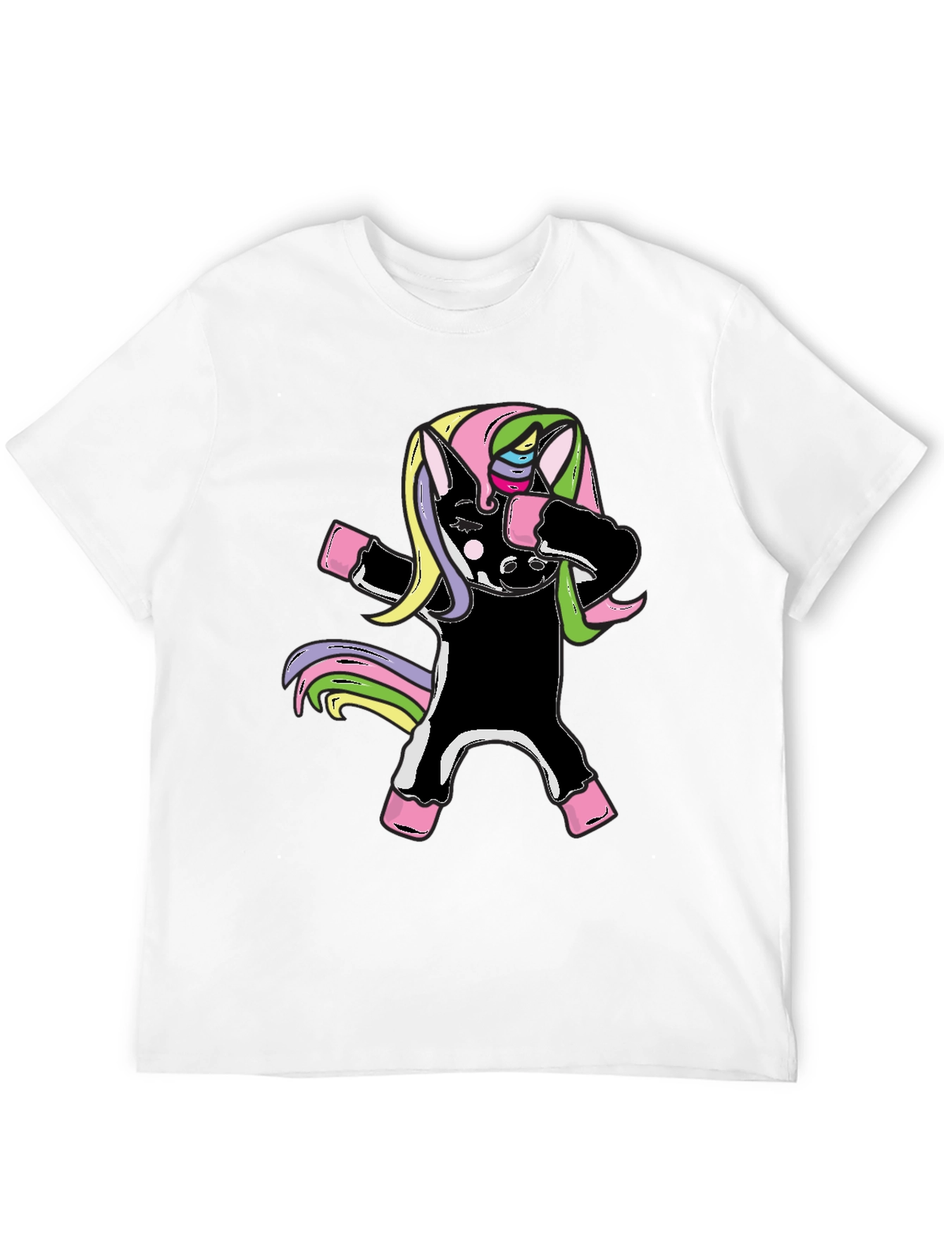 Unicorn Dabbing Graphic Tee - Black Cotton Shirt