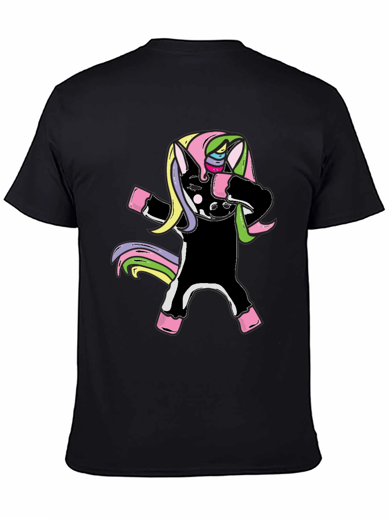 Unicorn Dabbing Graphic Tee - Black Cotton Shirt