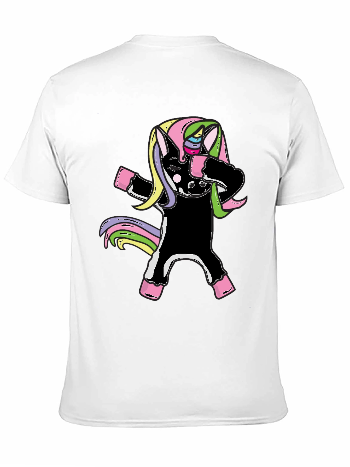 Unicorn Dabbing Graphic Tee - Black Cotton Shirt