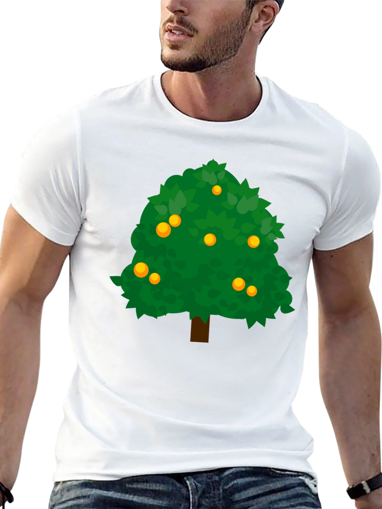 Orange Tree Graphic Tee - Nature Inspired Black T-Shirt