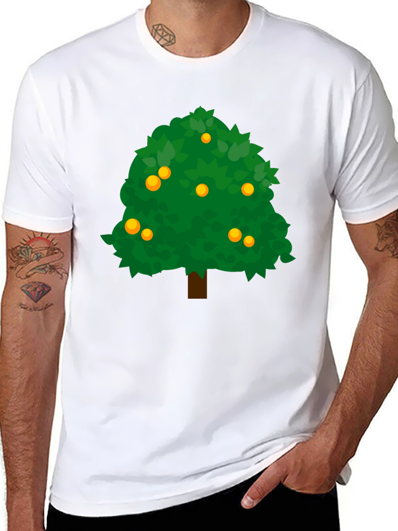 Orange Tree Graphic Tee - Nature Inspired Black T-Shirt