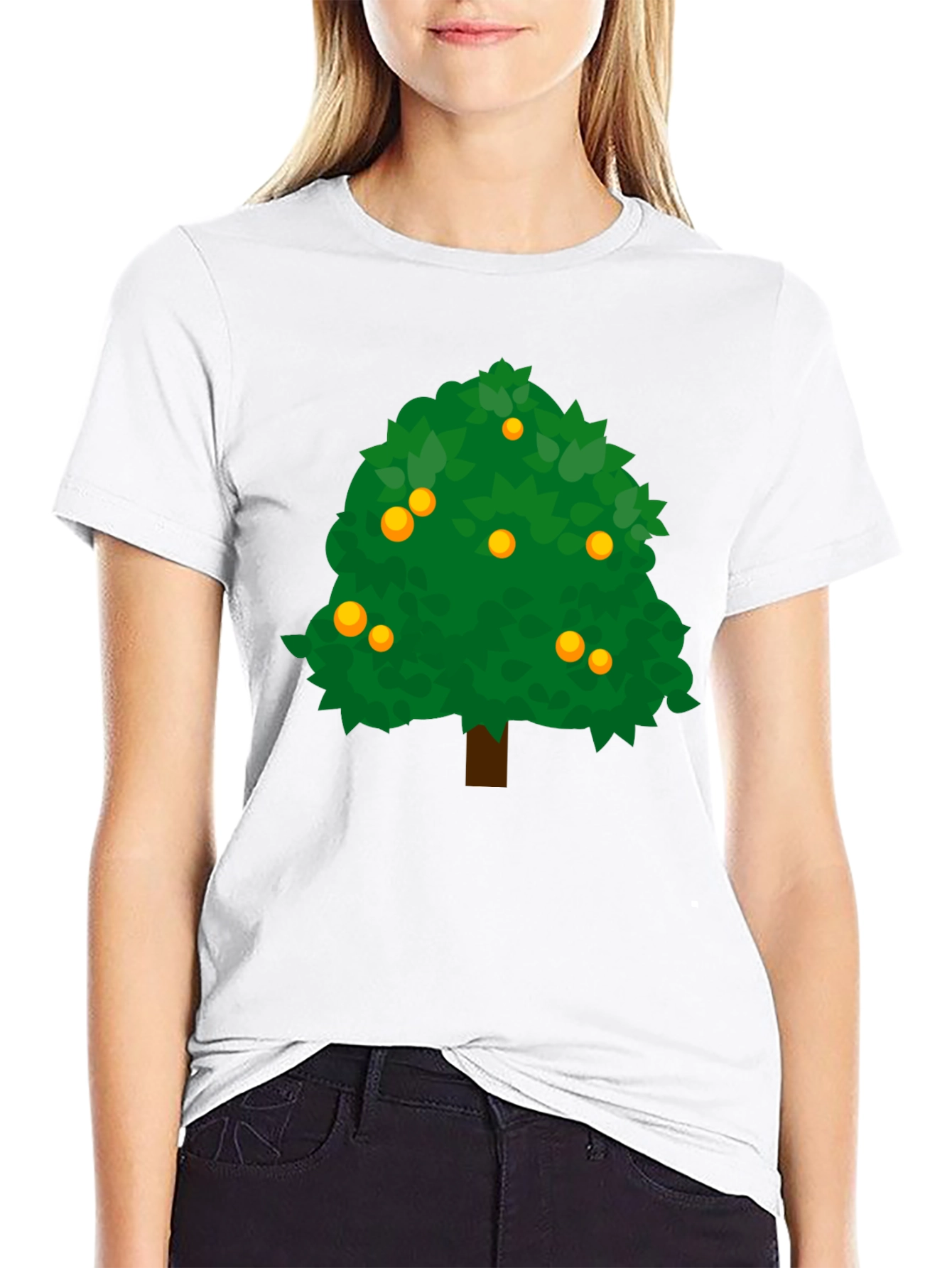 Orange Tree Graphic Tee - Nature Inspired Black T-Shirt