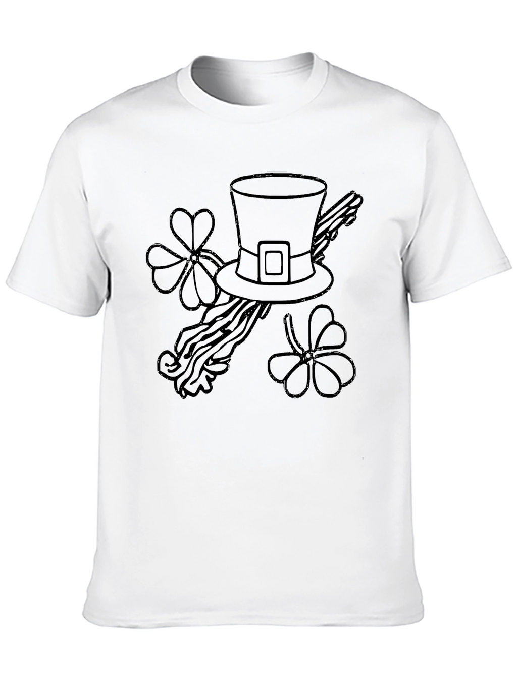 St. Patricks Day Hat & Shamrock Graphic Tee