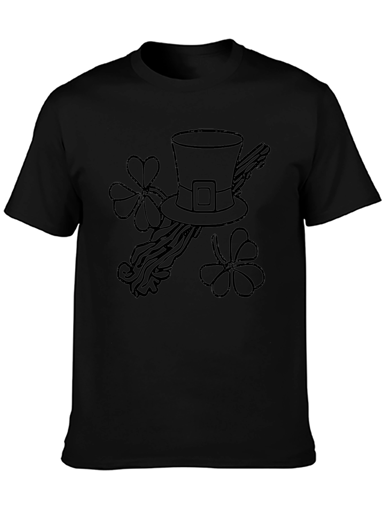St. Patricks Day Hat & Shamrock Graphic Tee