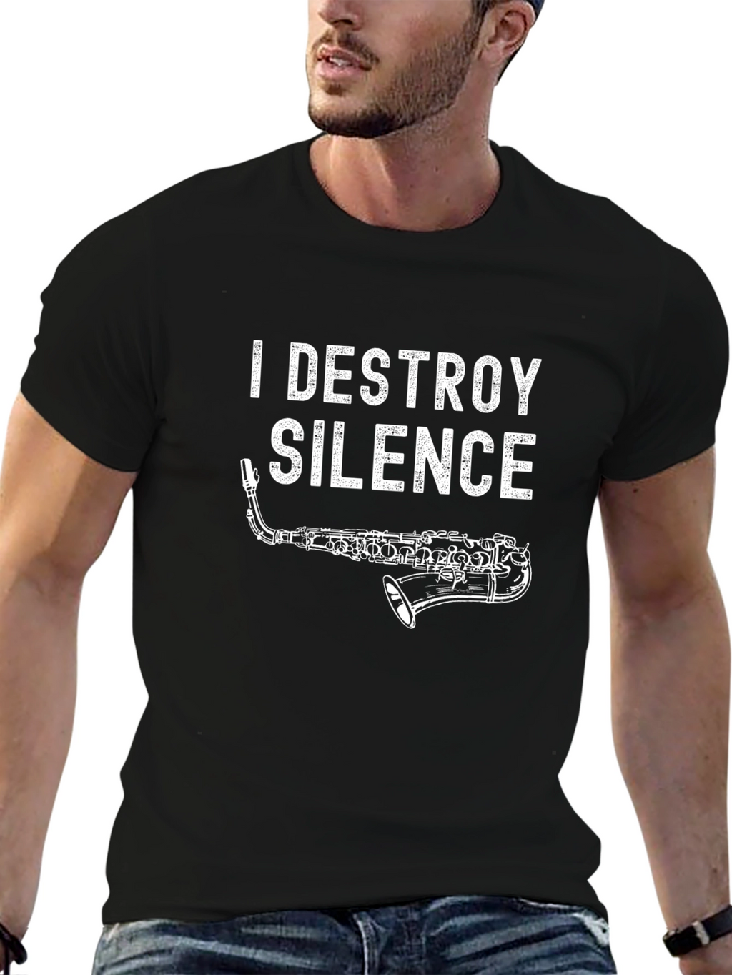 I Destroy Silence Saxophone T-Shirt