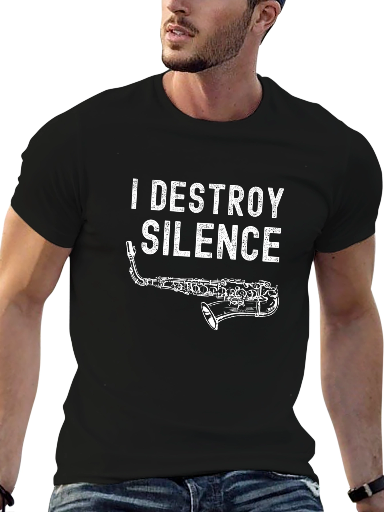 I Destroy Silence Saxophone T-Shirt
