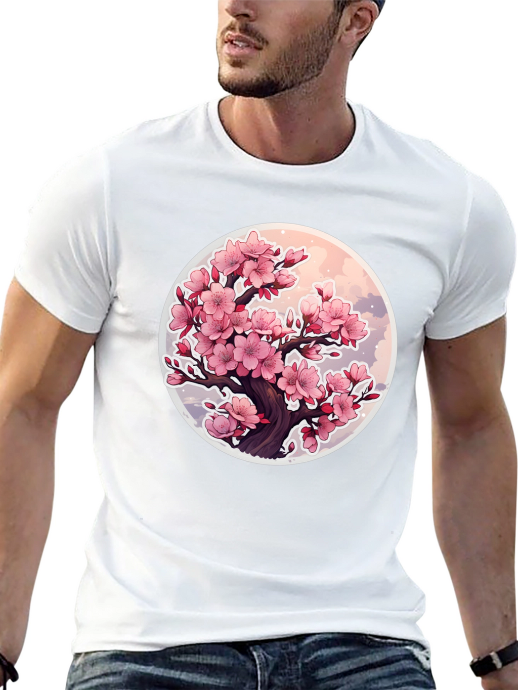 Cherry Blossom Tree Graphic T-Shirt - Black