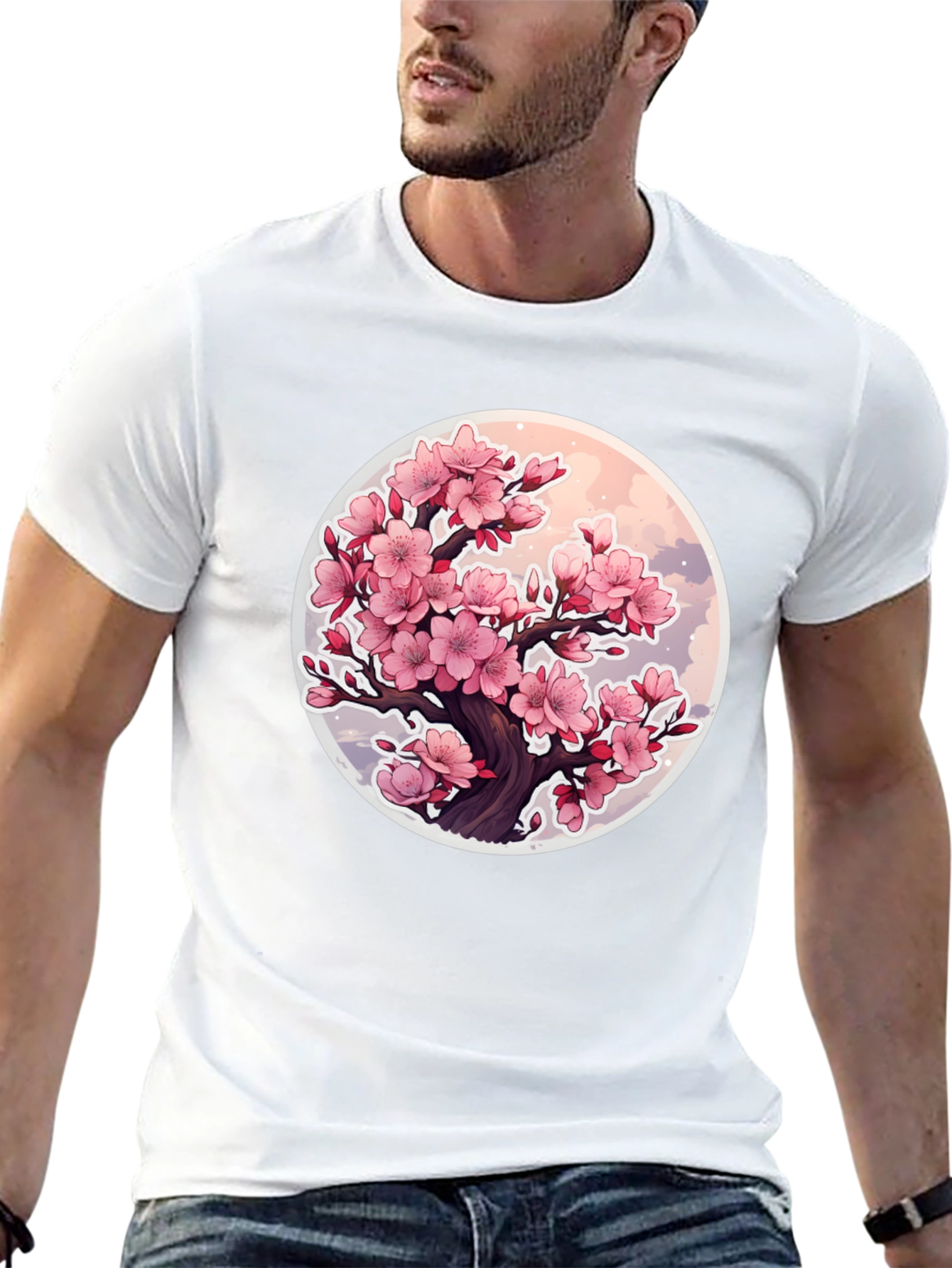 Cherry Blossom Tree Graphic T-Shirt - Black