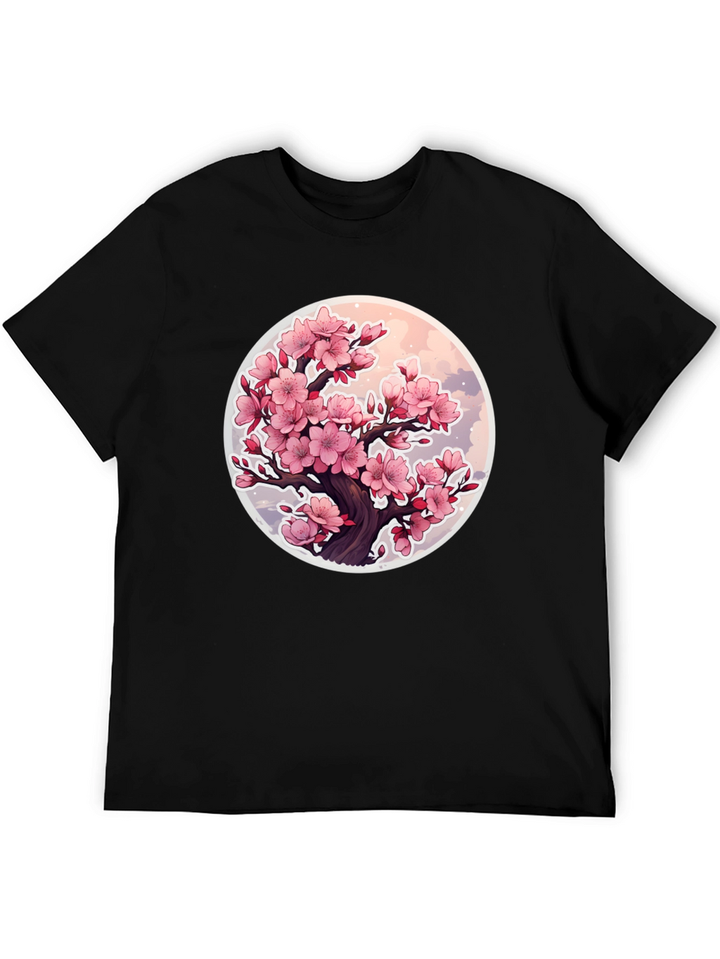Cherry Blossom Tree Graphic T-Shirt - Black