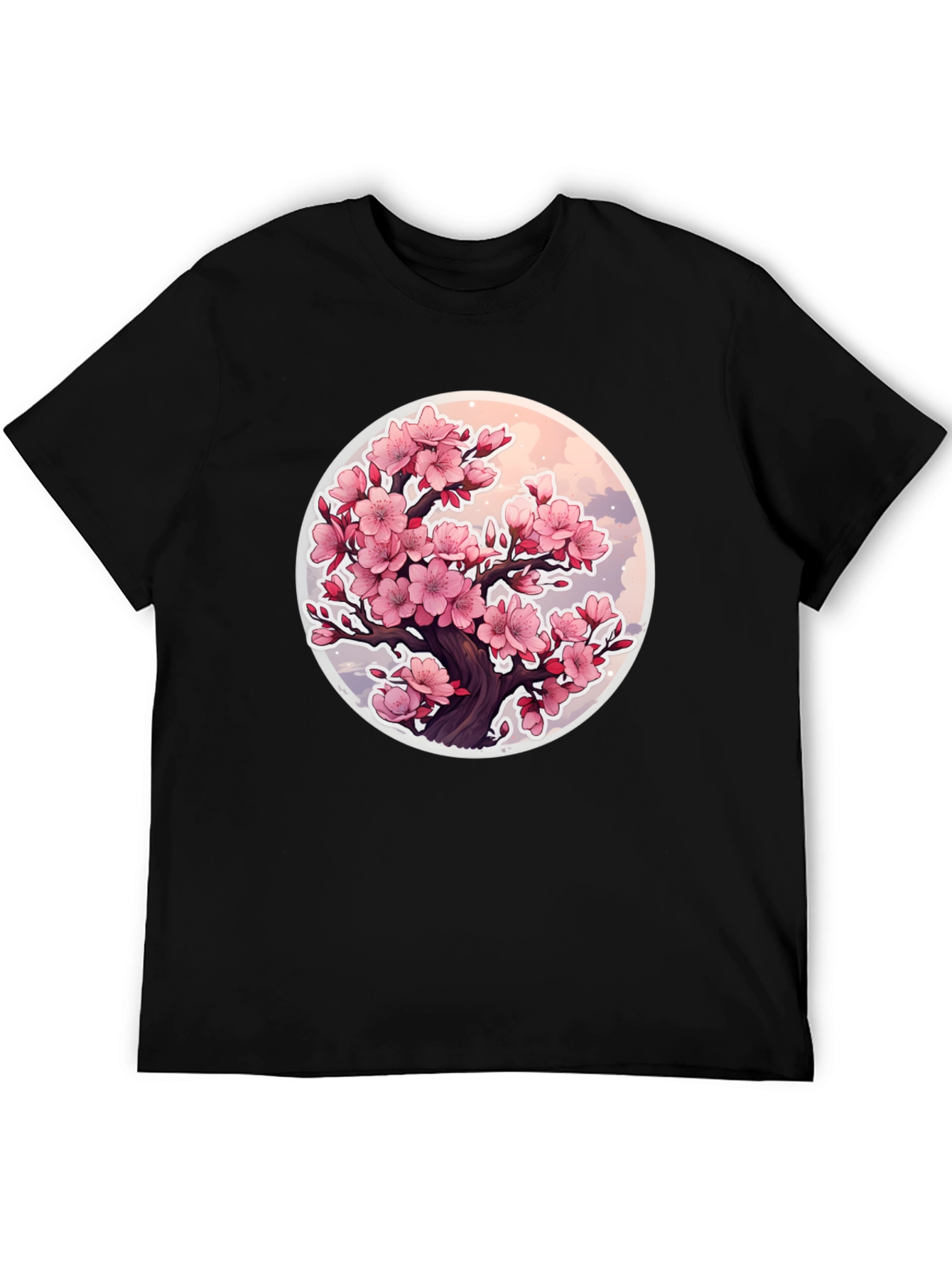 Cherry Blossom Tree Graphic T-Shirt - Black
