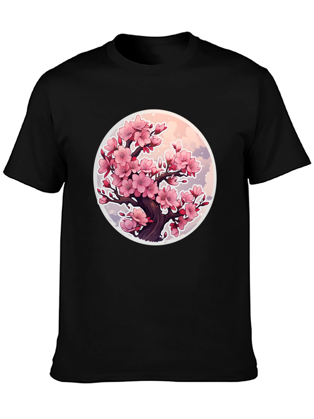 Cherry Blossom Tree Graphic T-Shirt - Black