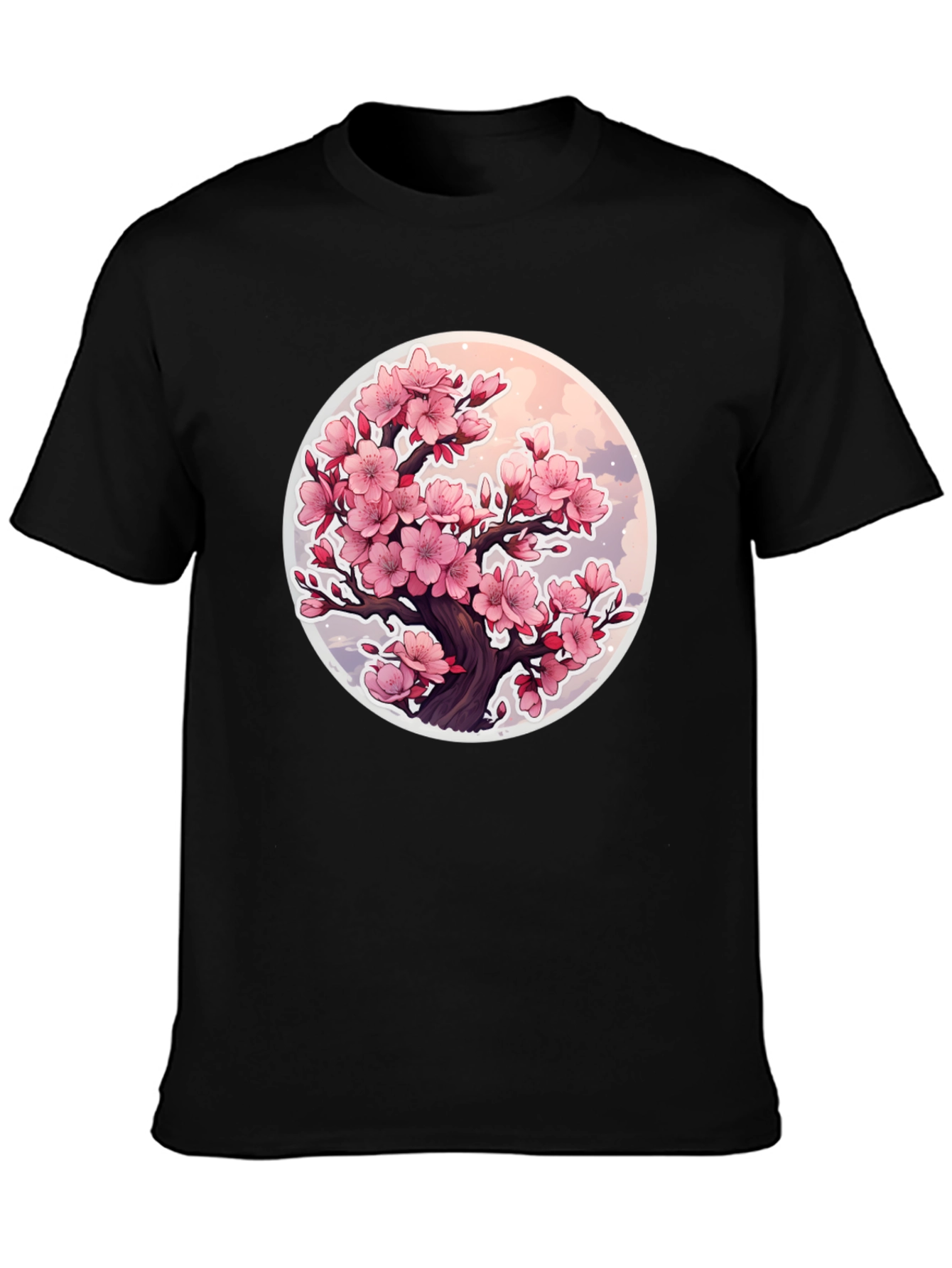 Cherry Blossom Tree Graphic T-Shirt - Black
