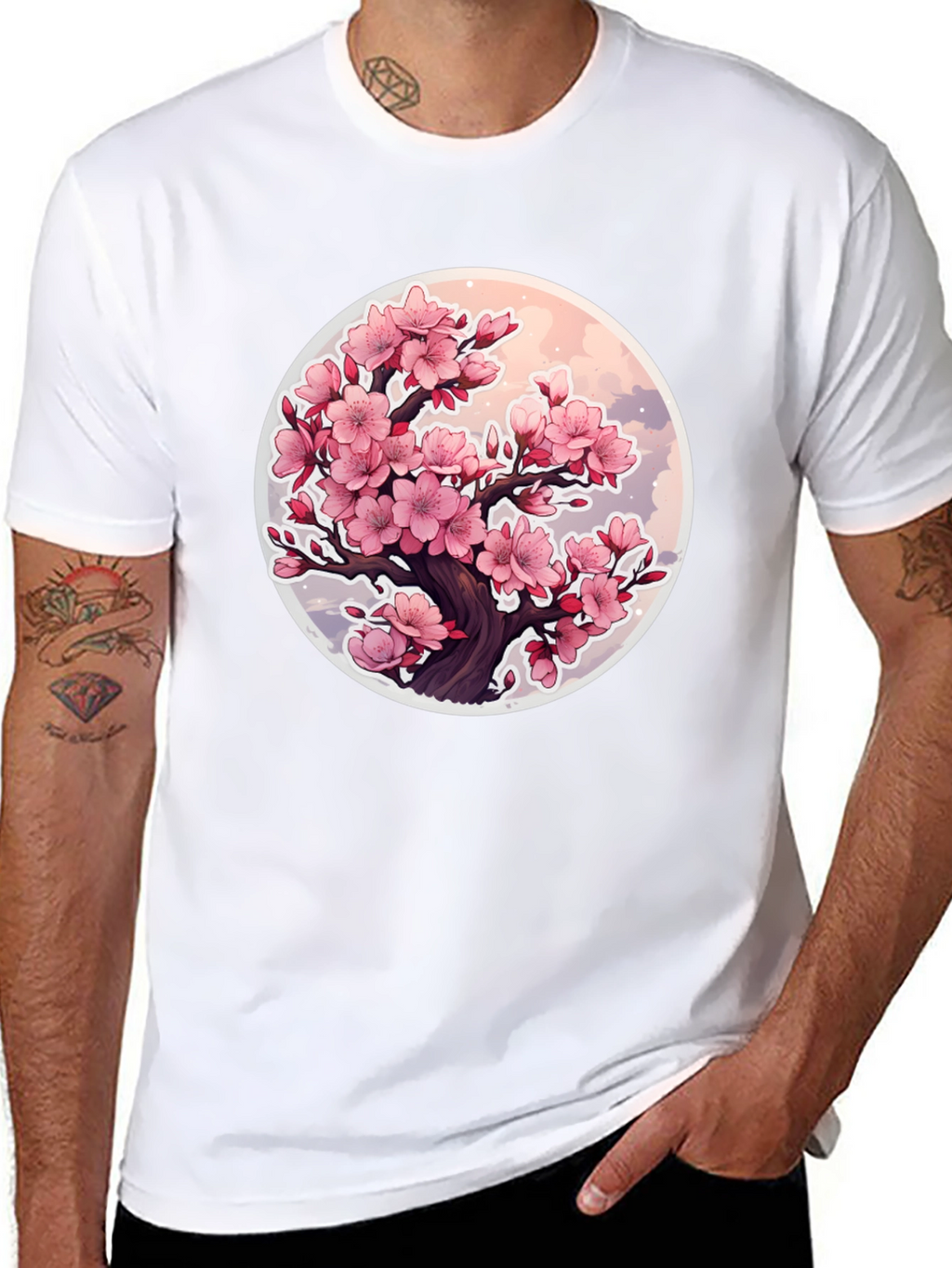 Cherry Blossom Tree Graphic T-Shirt - Black
