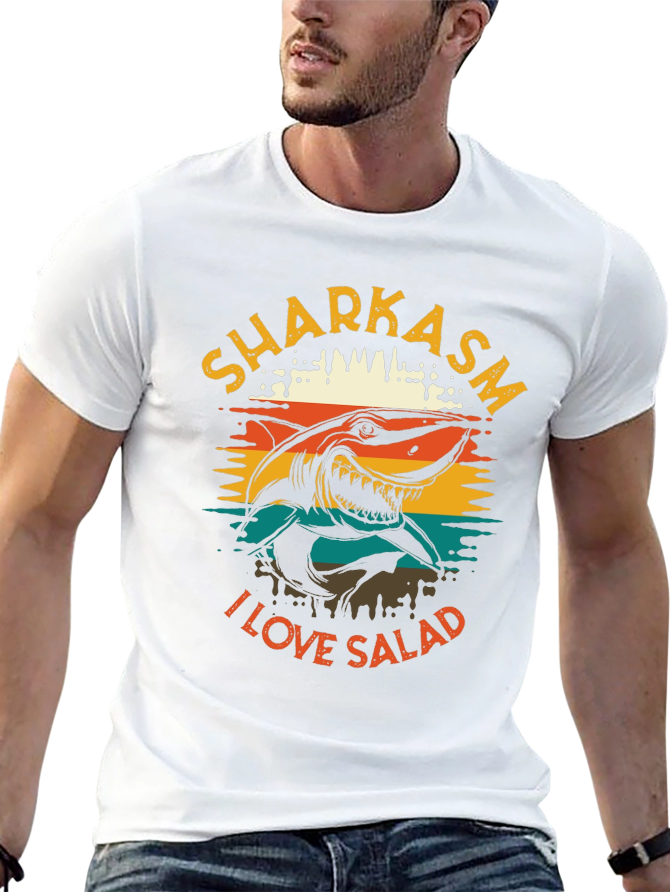 Sharkasm T-Shirt - I Love Salad Funny Shark Graphic Tee