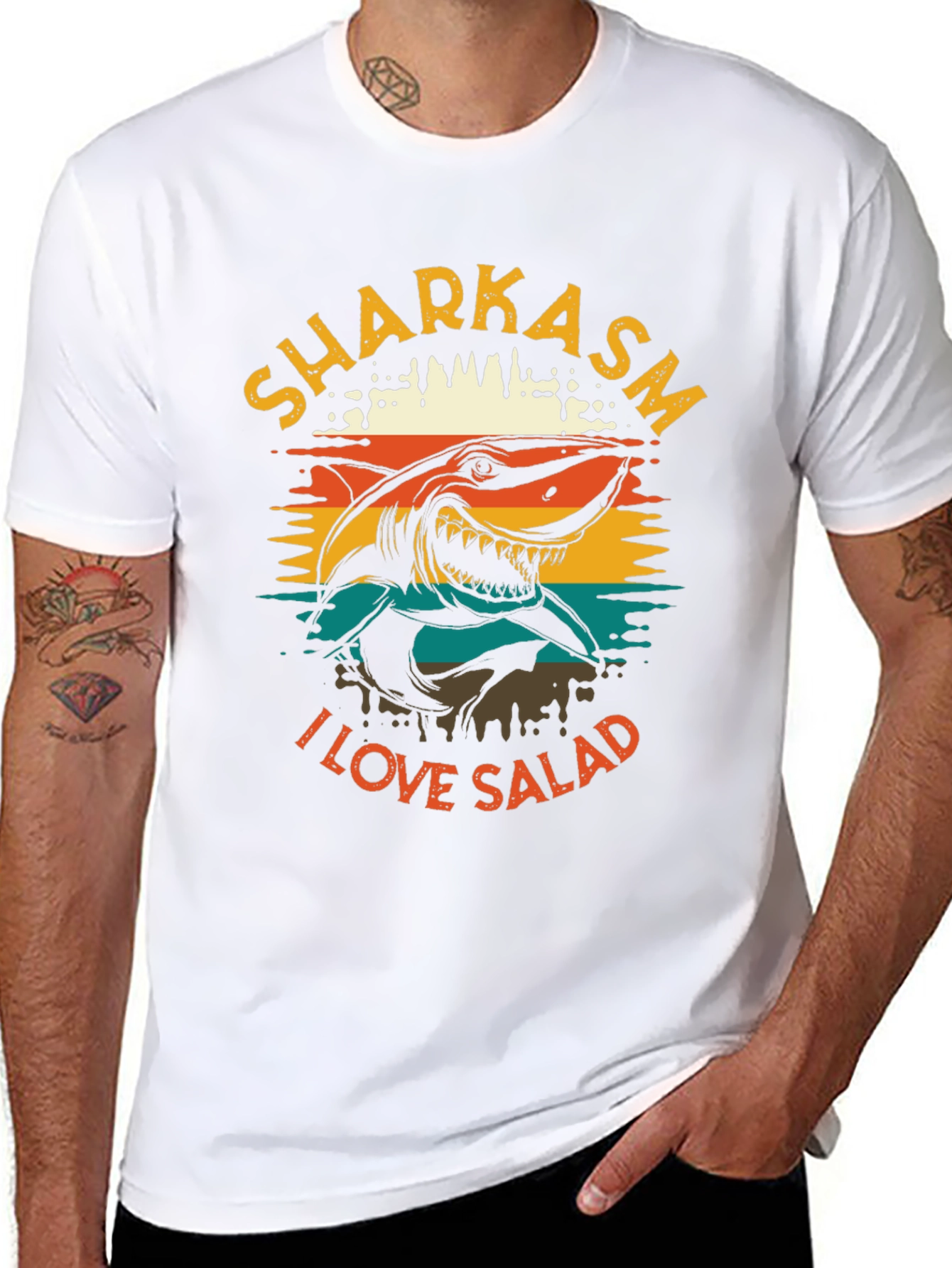 Sharkasm T-Shirt - I Love Salad Funny Shark Graphic Tee
