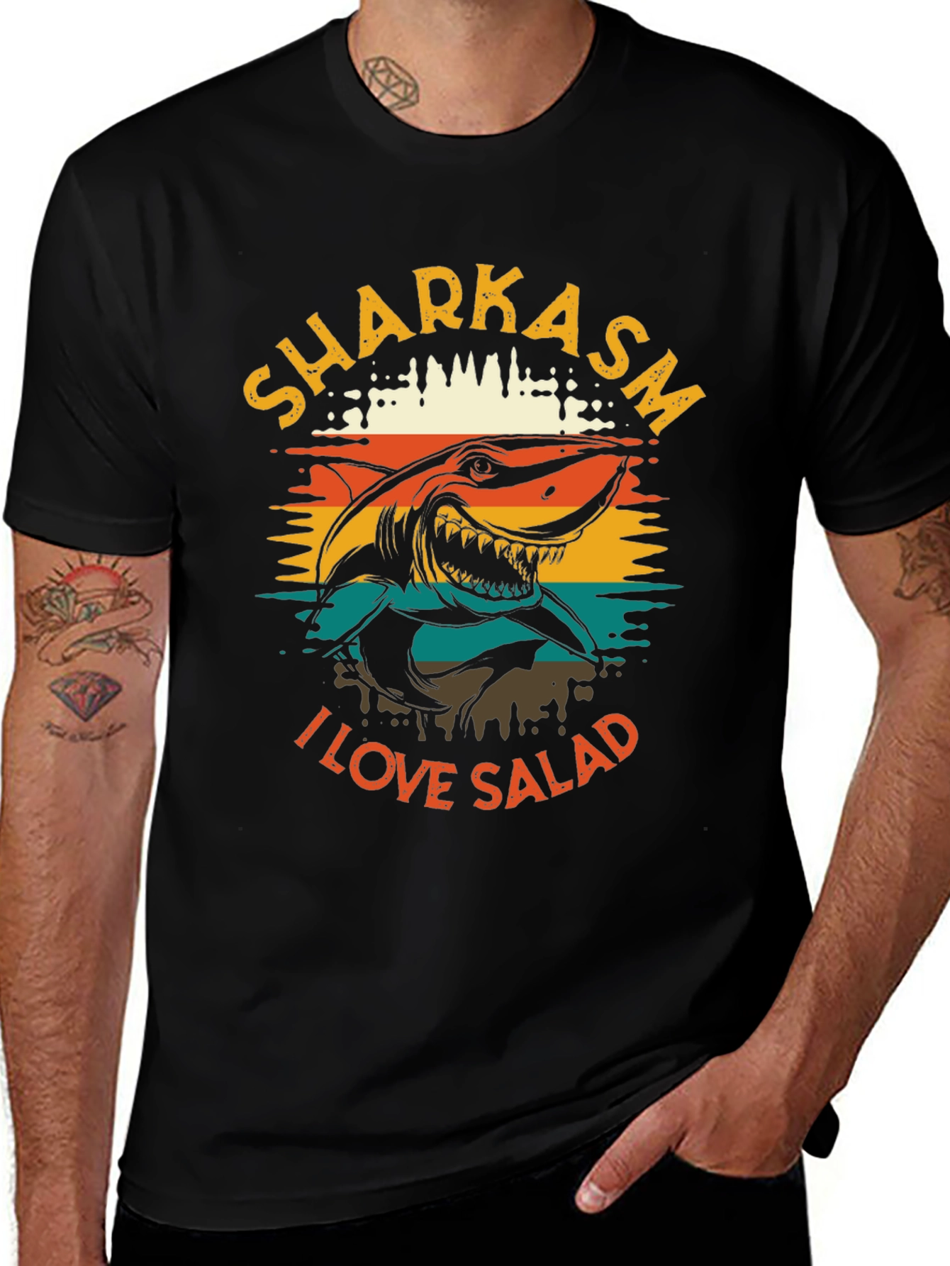 Sharkasm T-Shirt - I Love Salad Funny Shark Graphic Tee