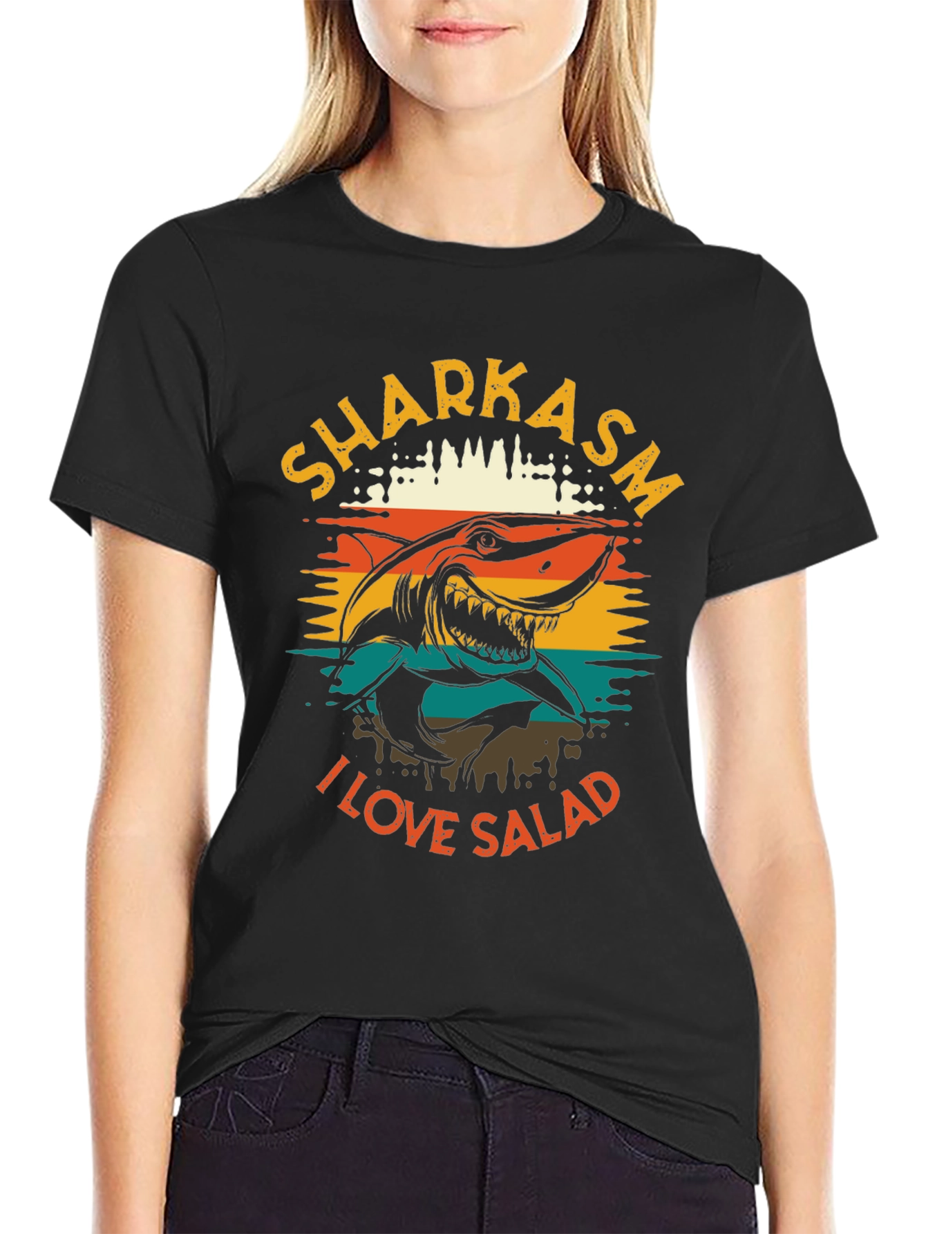 Sharkasm T-Shirt - I Love Salad Funny Shark Graphic Tee