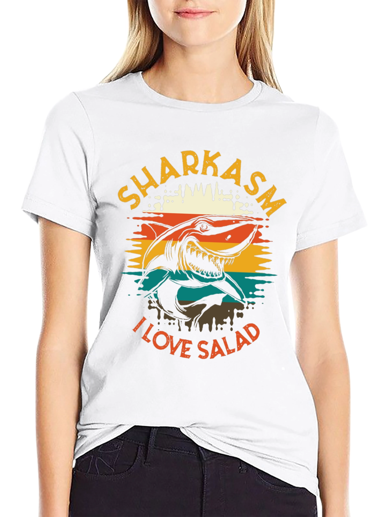 Sharkasm T-Shirt - I Love Salad Funny Shark Graphic Tee