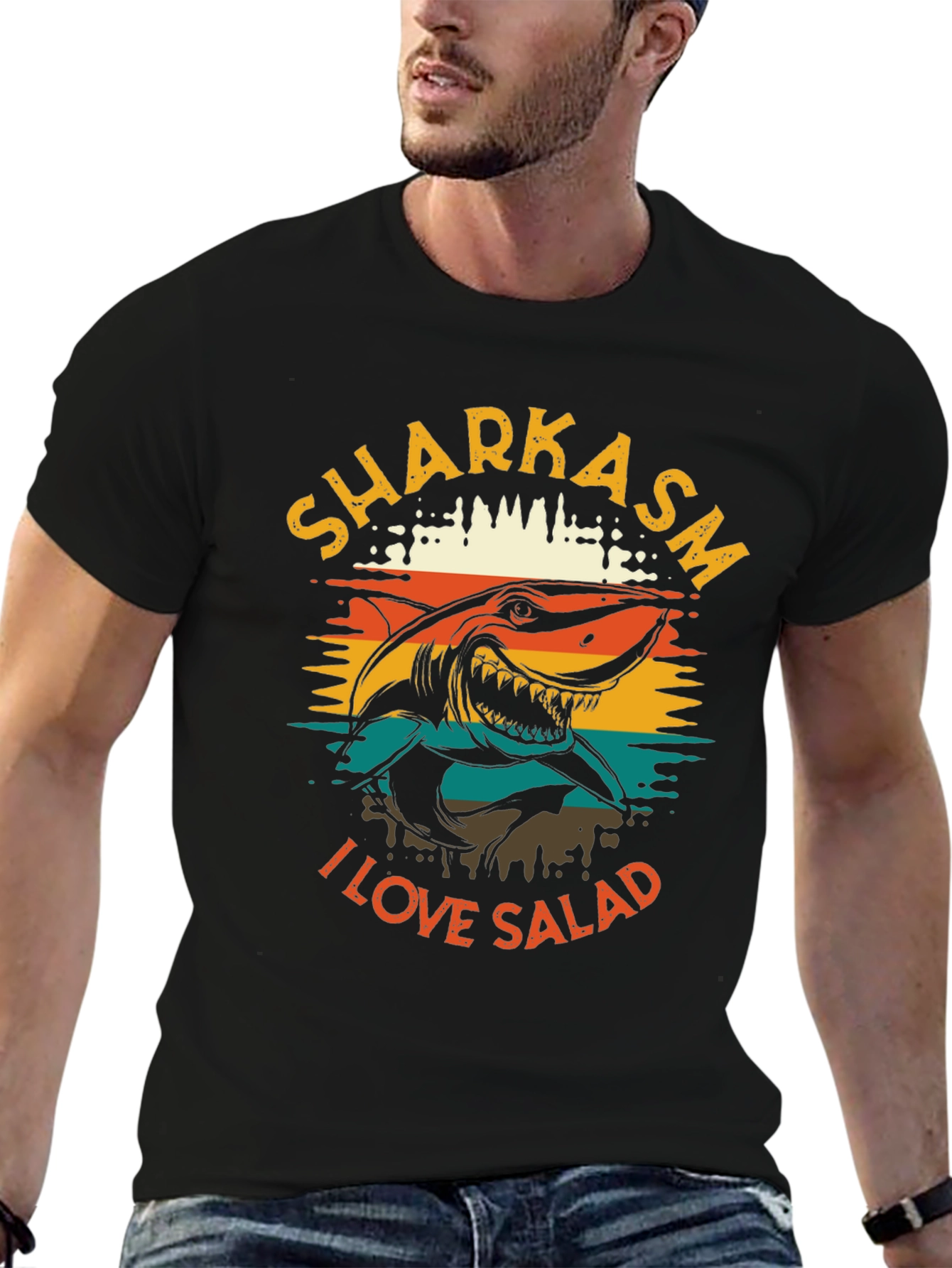 Sharkasm T-Shirt - I Love Salad Funny Shark Graphic Tee