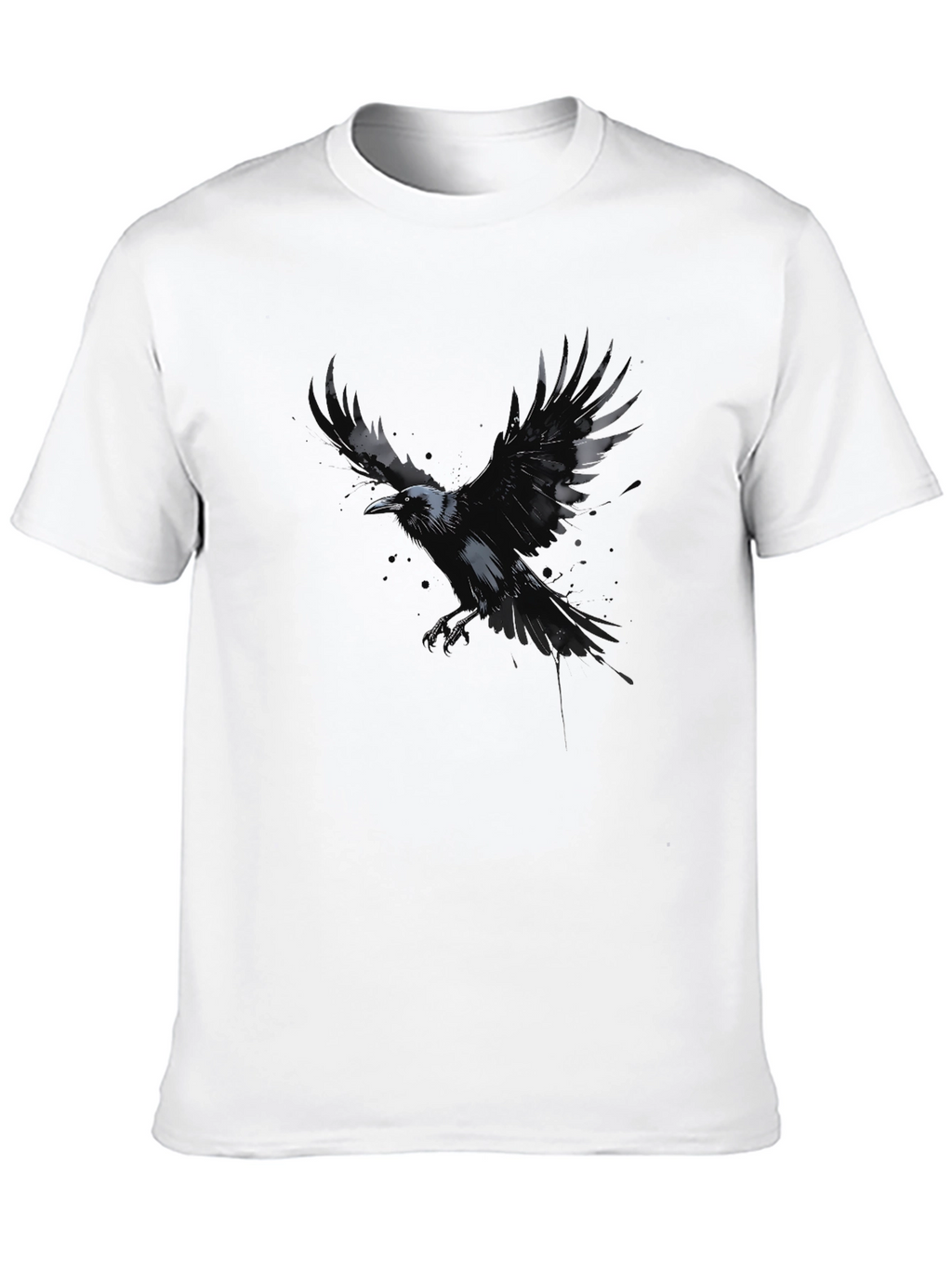 Raven Graphic Black T-Shirt - Mens Crew Neck