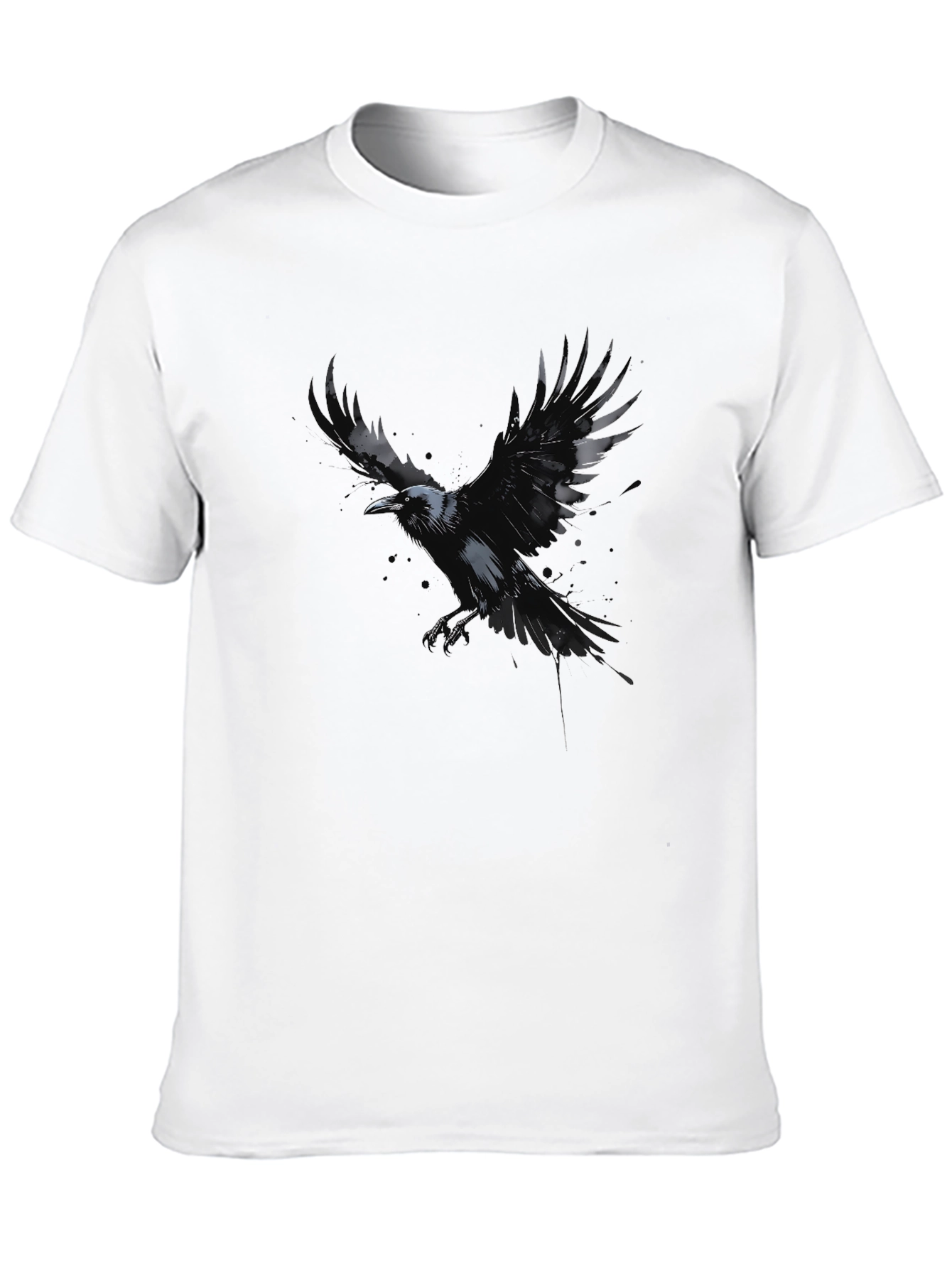 Raven Graphic Black T-Shirt - Mens Crew Neck