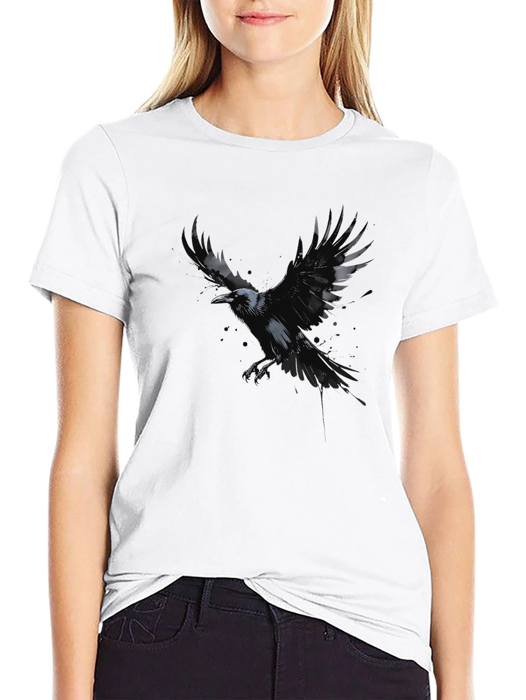 Raven Graphic Black T-Shirt - Mens Crew Neck