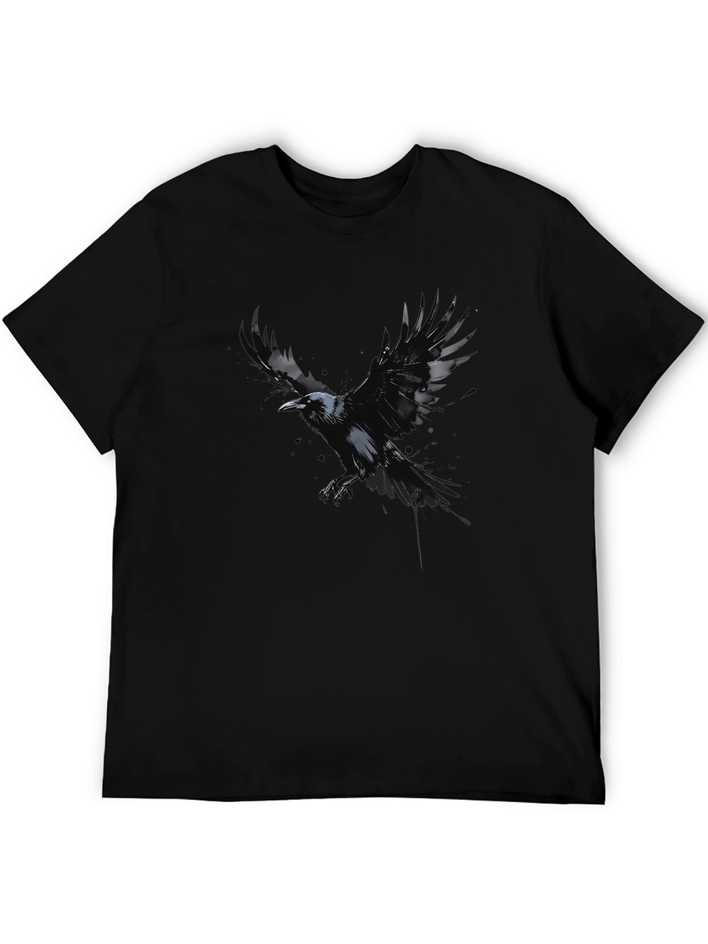 Raven Graphic Black T-Shirt - Mens Crew Neck