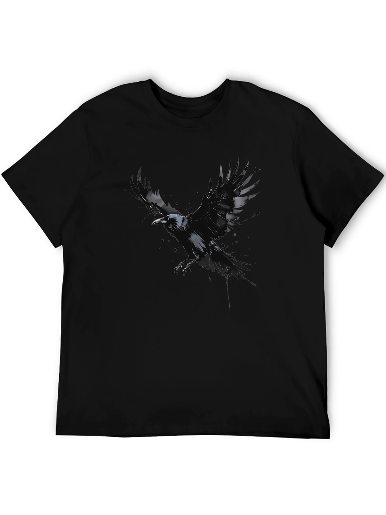 Raven Graphic Black T-Shirt - Mens Crew Neck