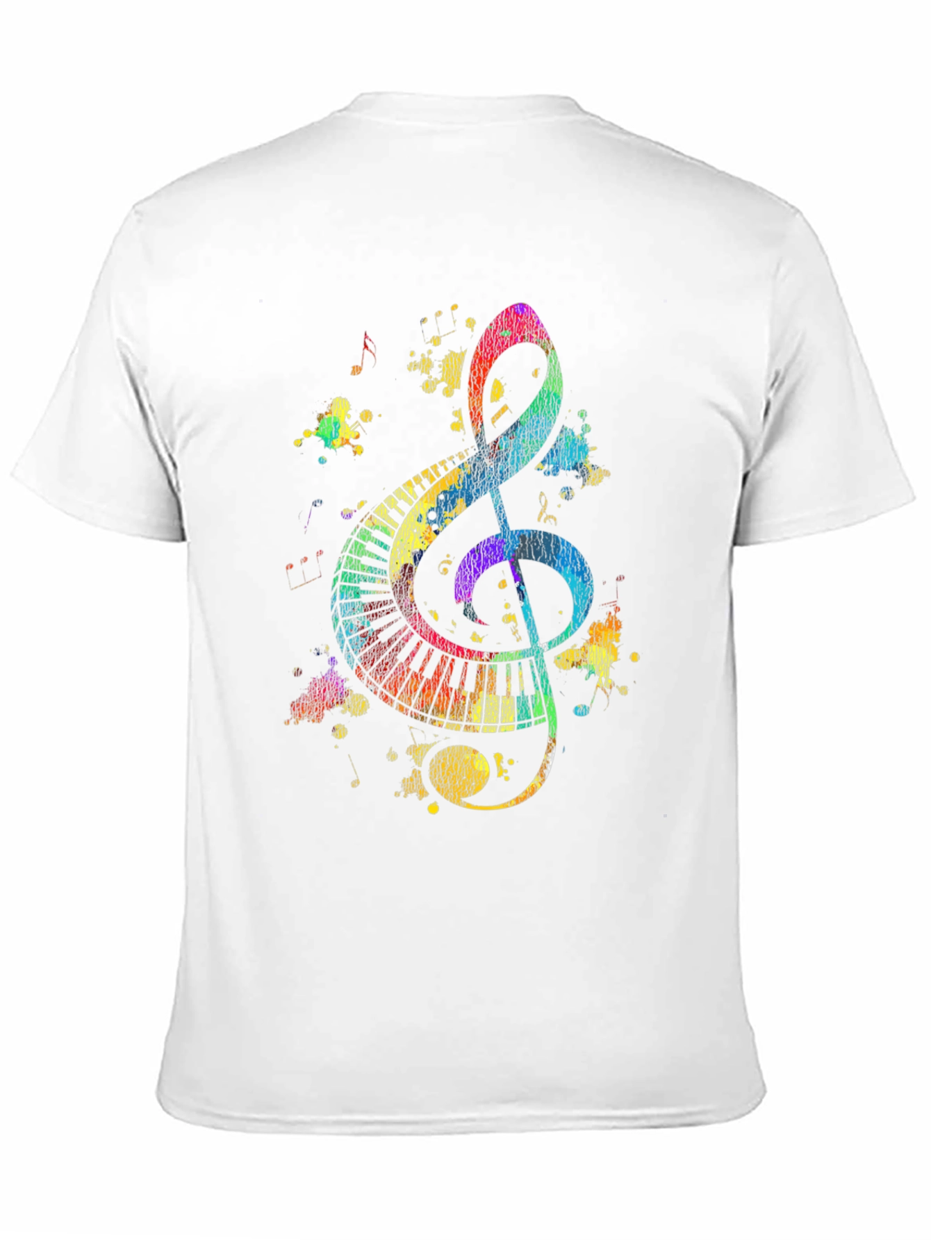 Colorful Music Notes Graphic Print Black T-Shirt