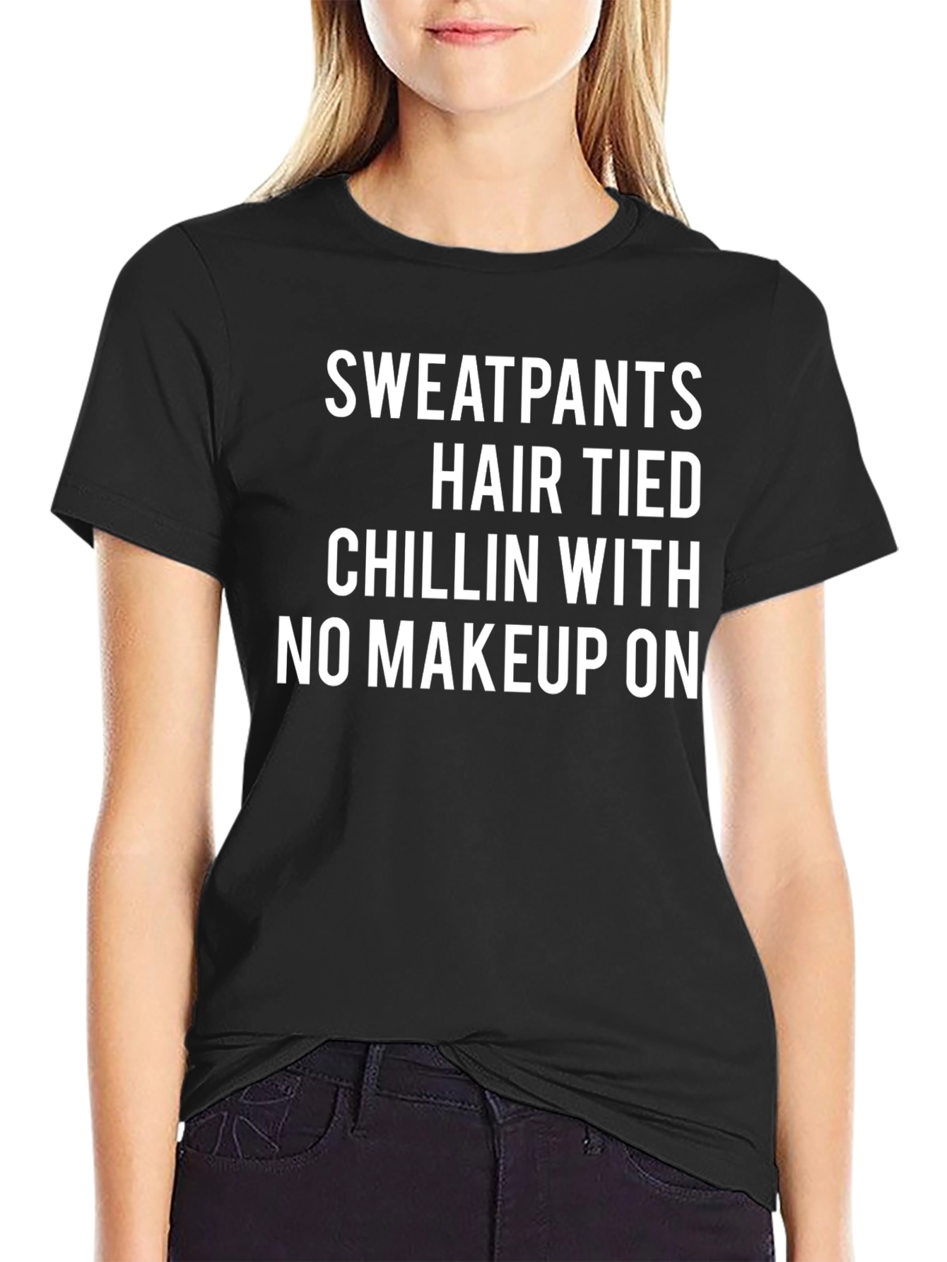 Sweatpants Hair Tied Chillin Tee