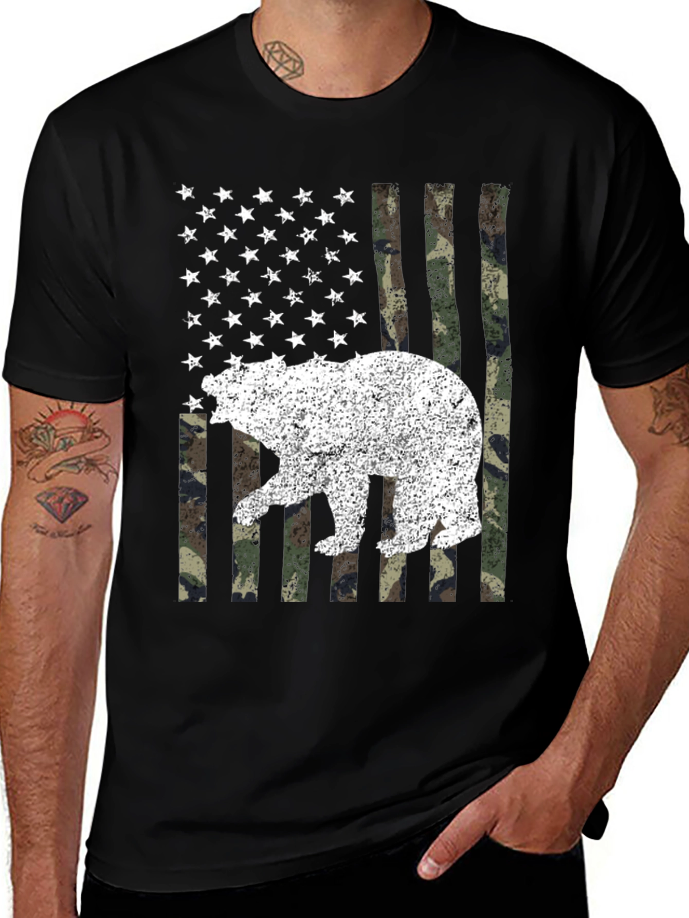 Bear USA Flag Camo T-Shirt