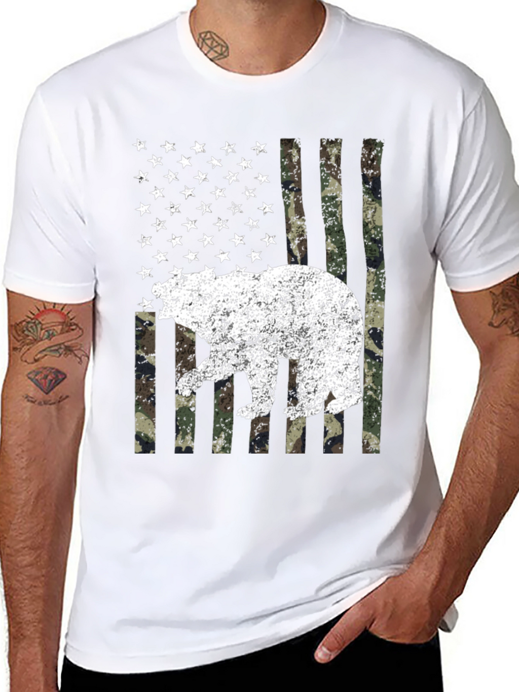 Bear USA Flag Camo T-Shirt