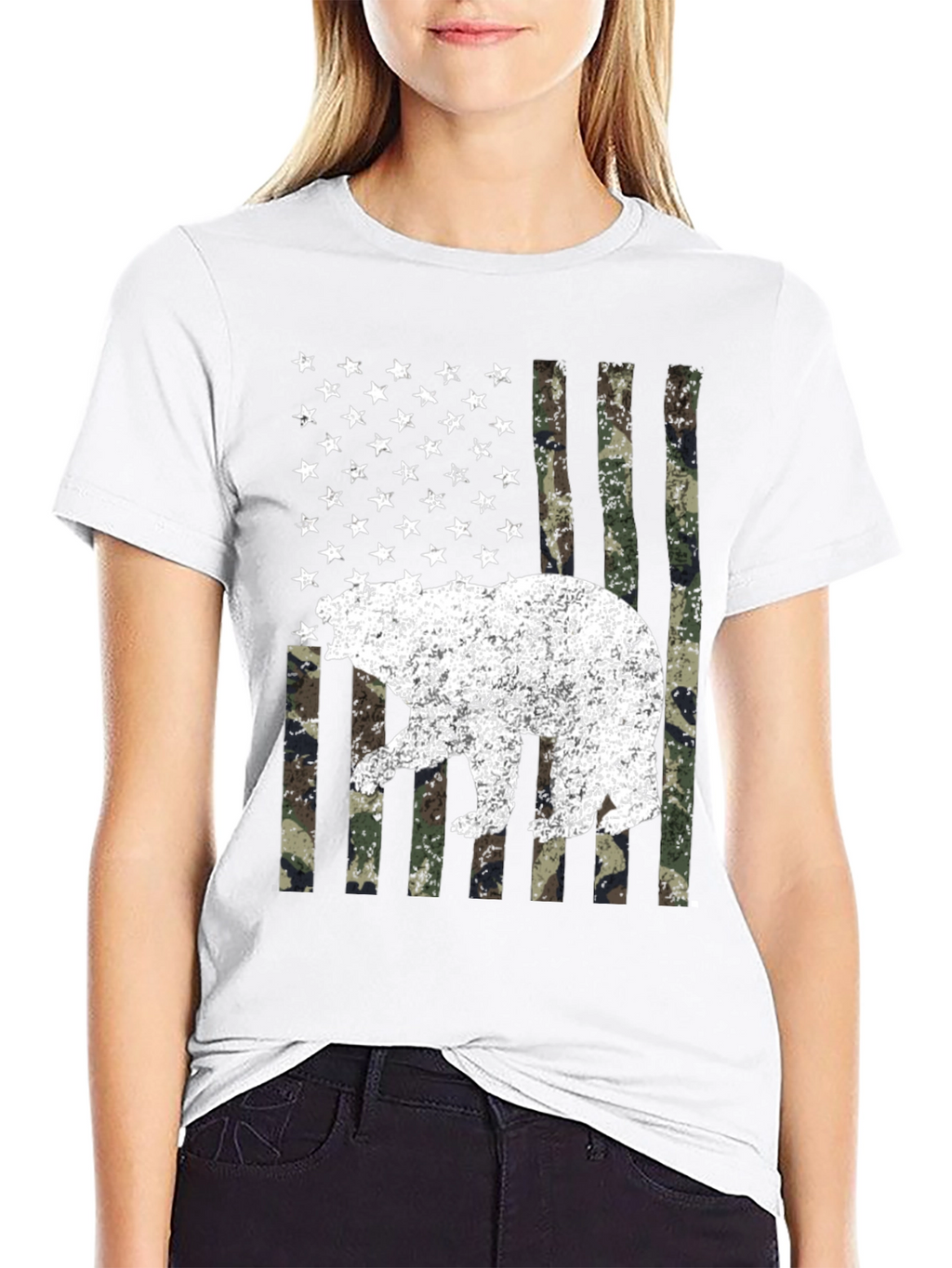 Bear USA Flag Camo T-Shirt