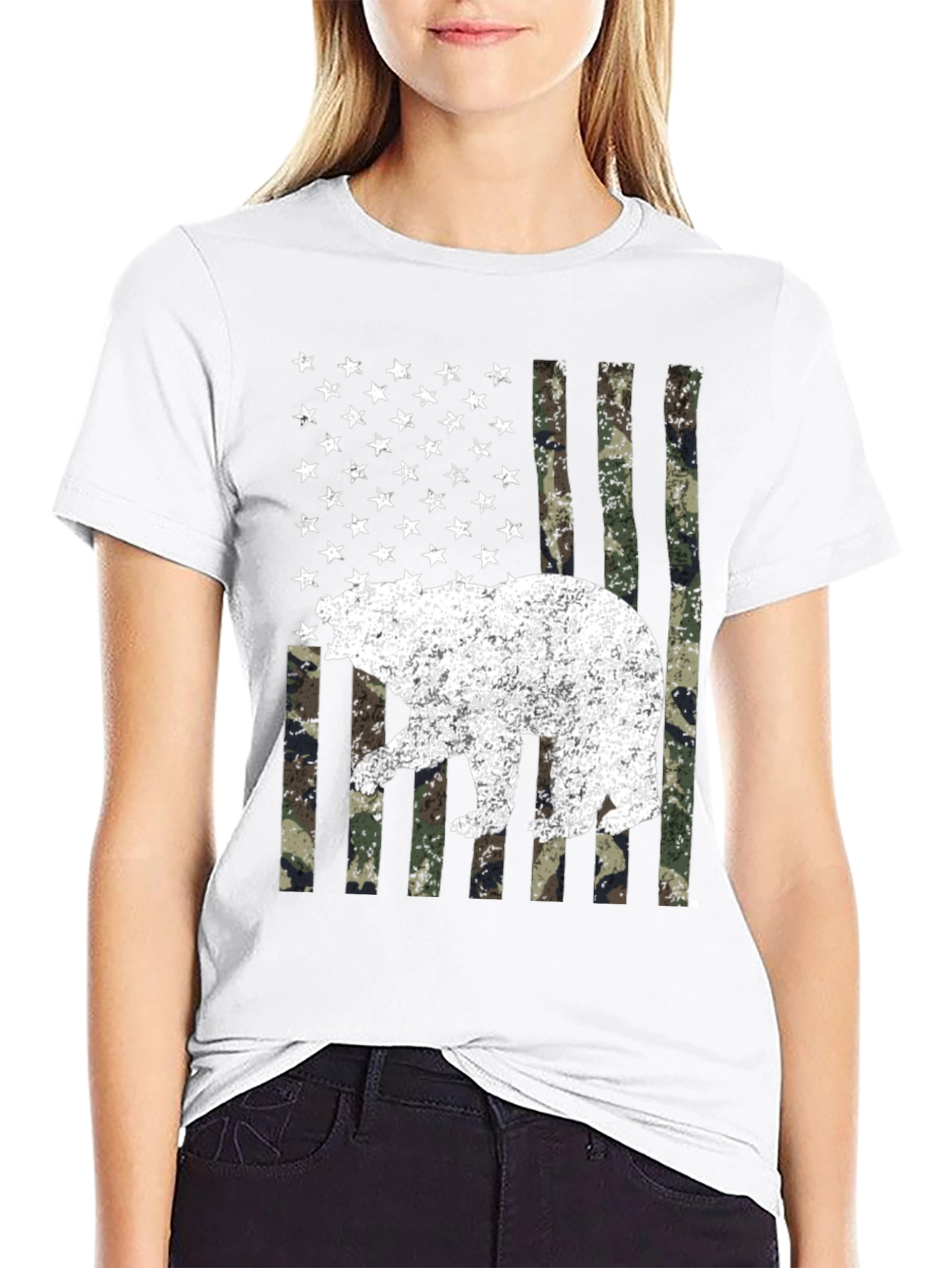 Bear USA Flag Camo T-Shirt