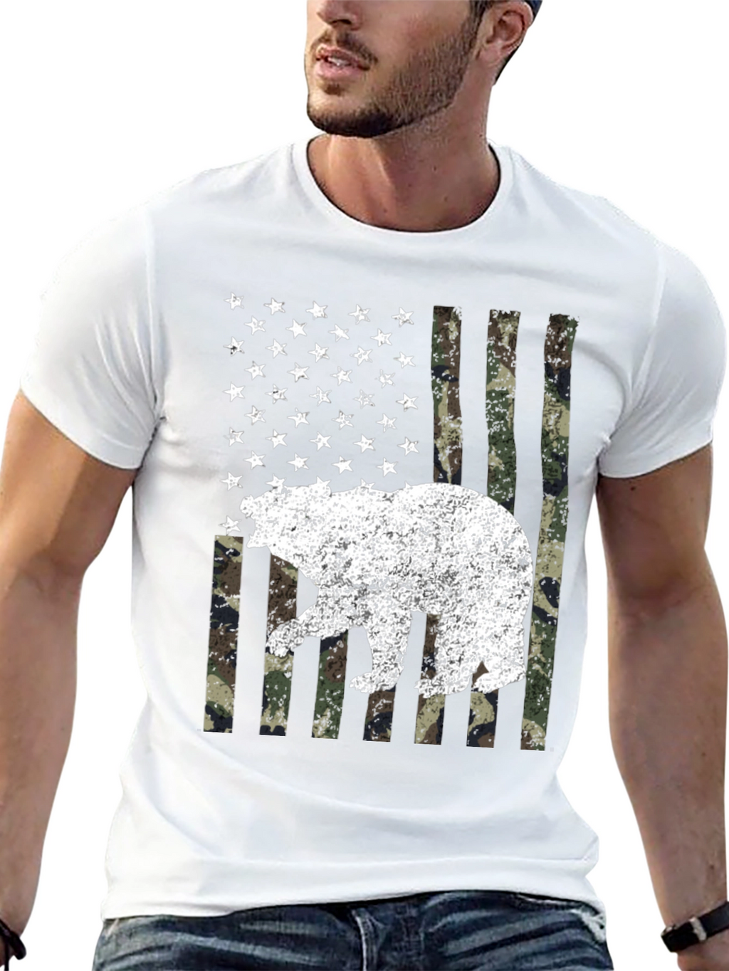 Bear USA Flag Camo T-Shirt