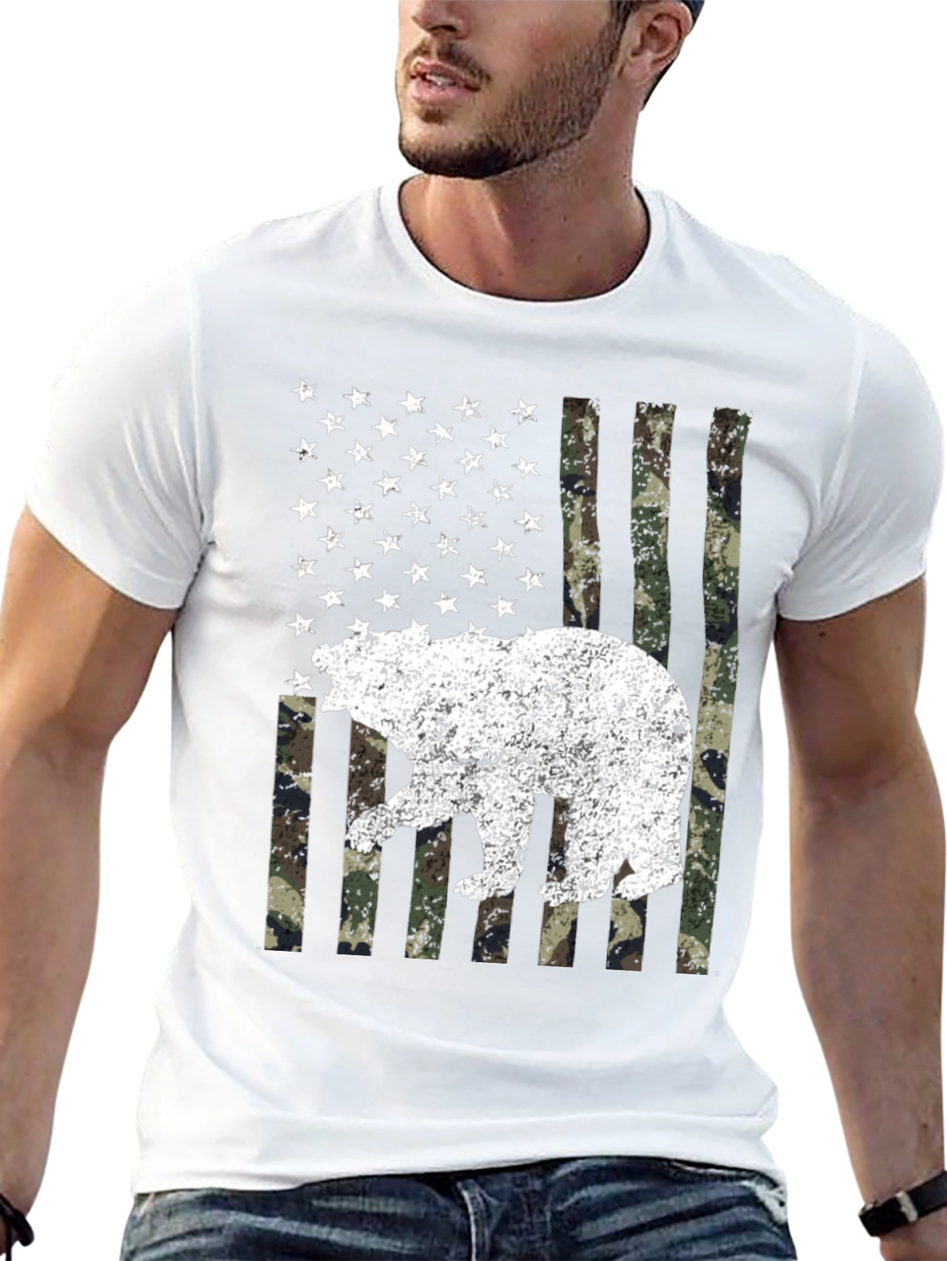 Bear USA Flag Camo T-Shirt