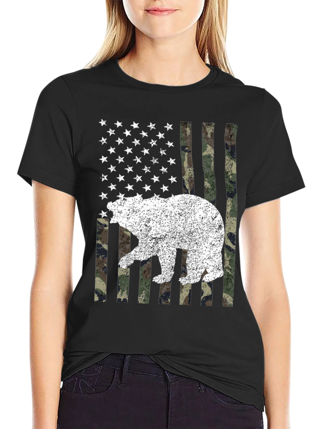 Bear USA Flag Camo T-Shirt